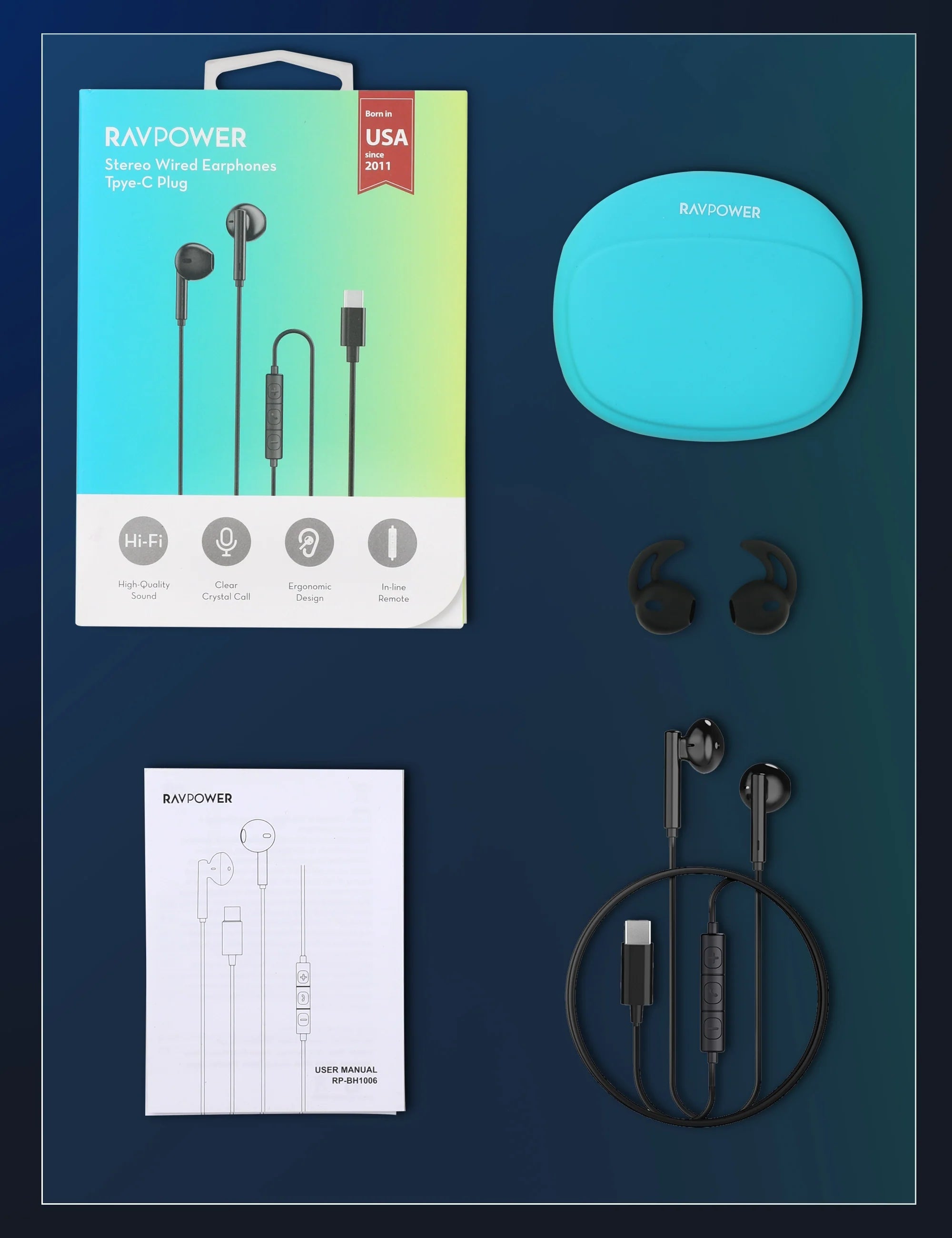 USB-C Wired Stereo Earphones – Deep Bass, In-Line Controls