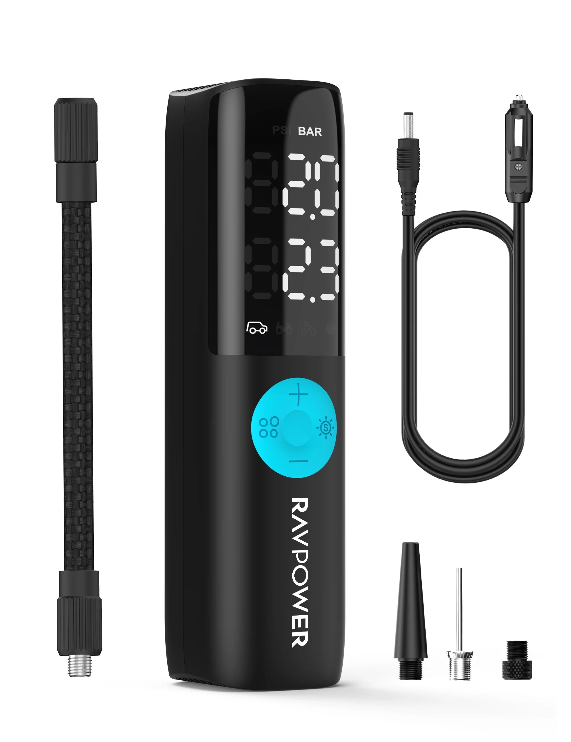 Portable Car Tire Inflator – 12V DC, Auto Shut-Off, LED Light