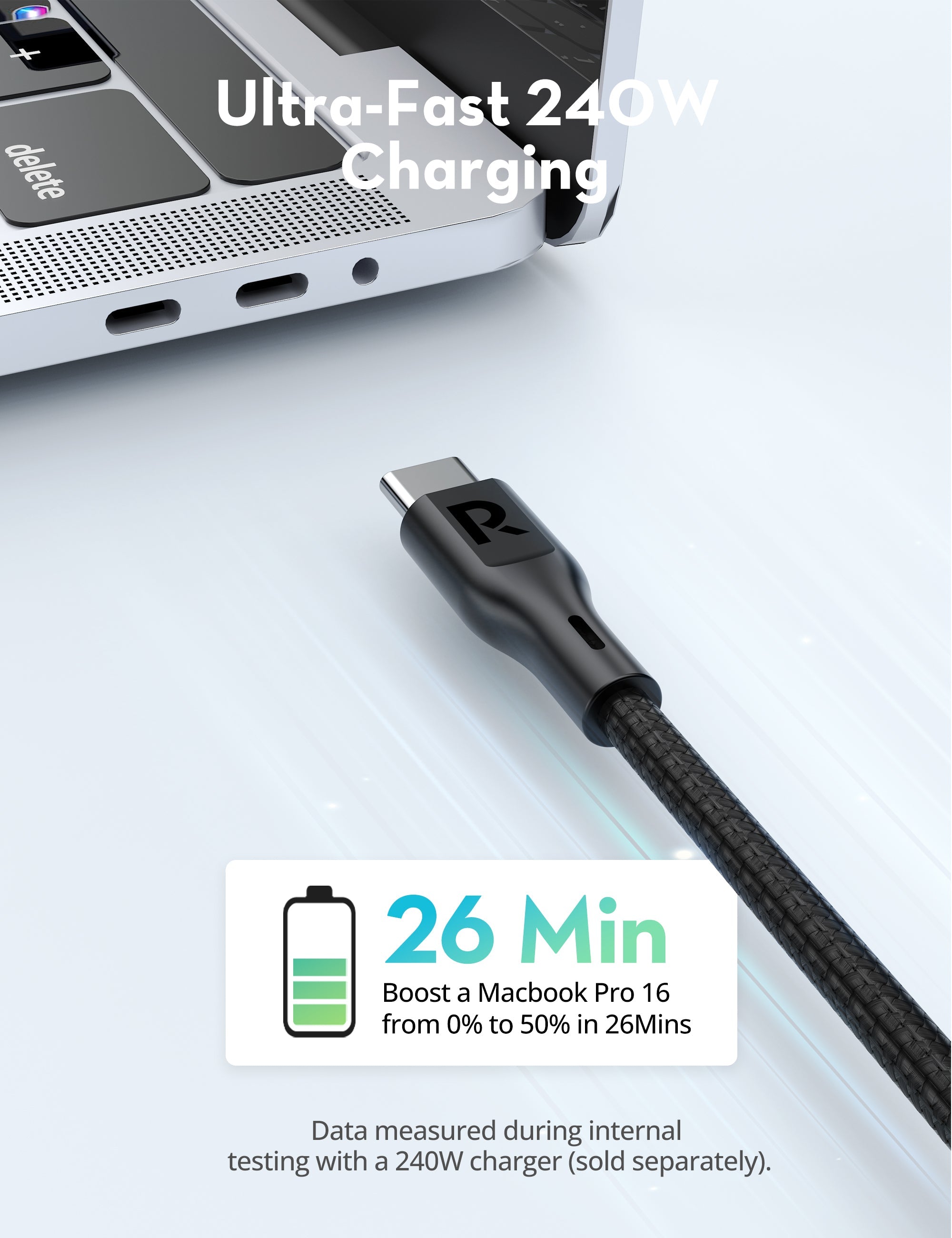 240W USB-C to USB-C Fast Charging Cable – Nylon Braided, 1 Meter