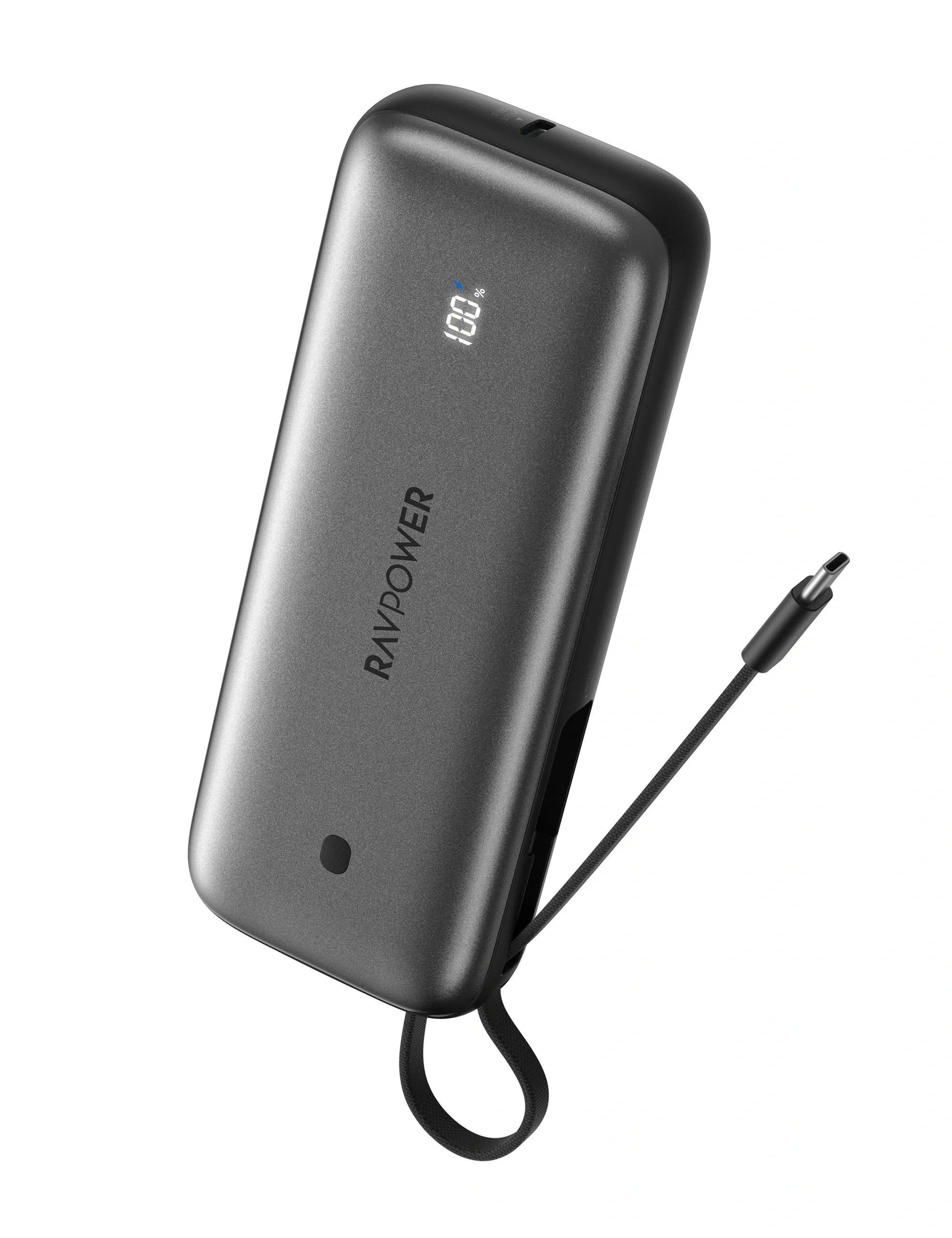 20,000mAh Fast-Charging Power Bank – 35W PD, Built-In USB-C Cable