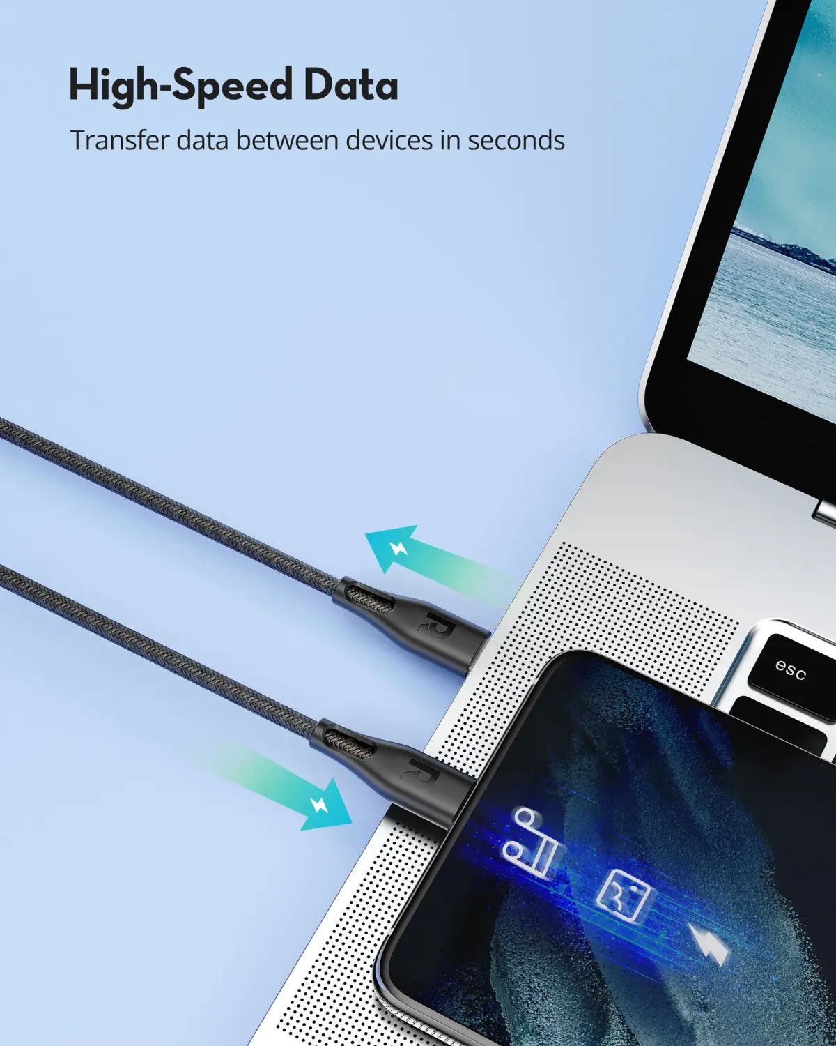 USB-C to USB-C Fast Charging Cable – 60W Power Delivery, 1.2 Meters