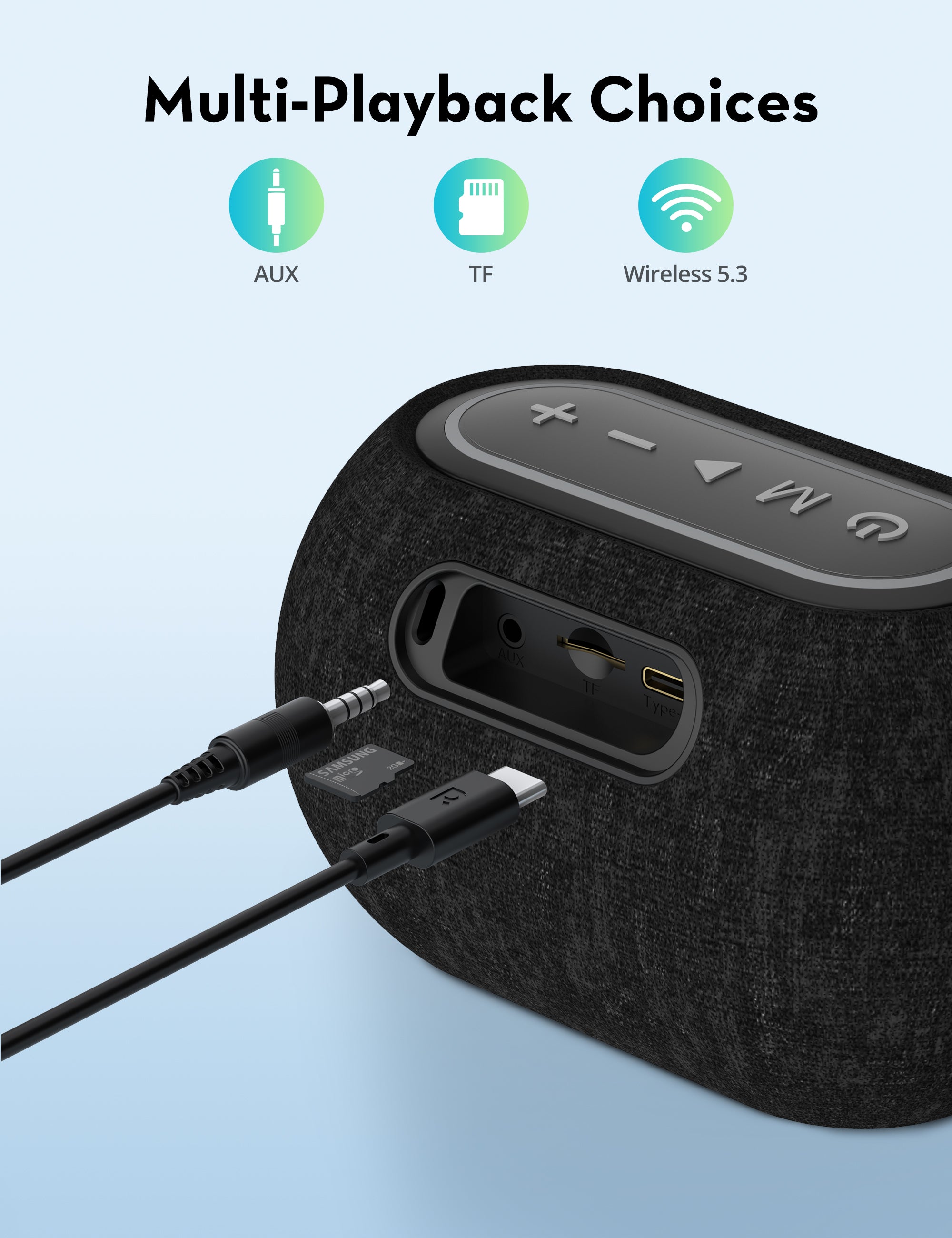 12W Portable Bluetooth Speaker with RGB Lighting