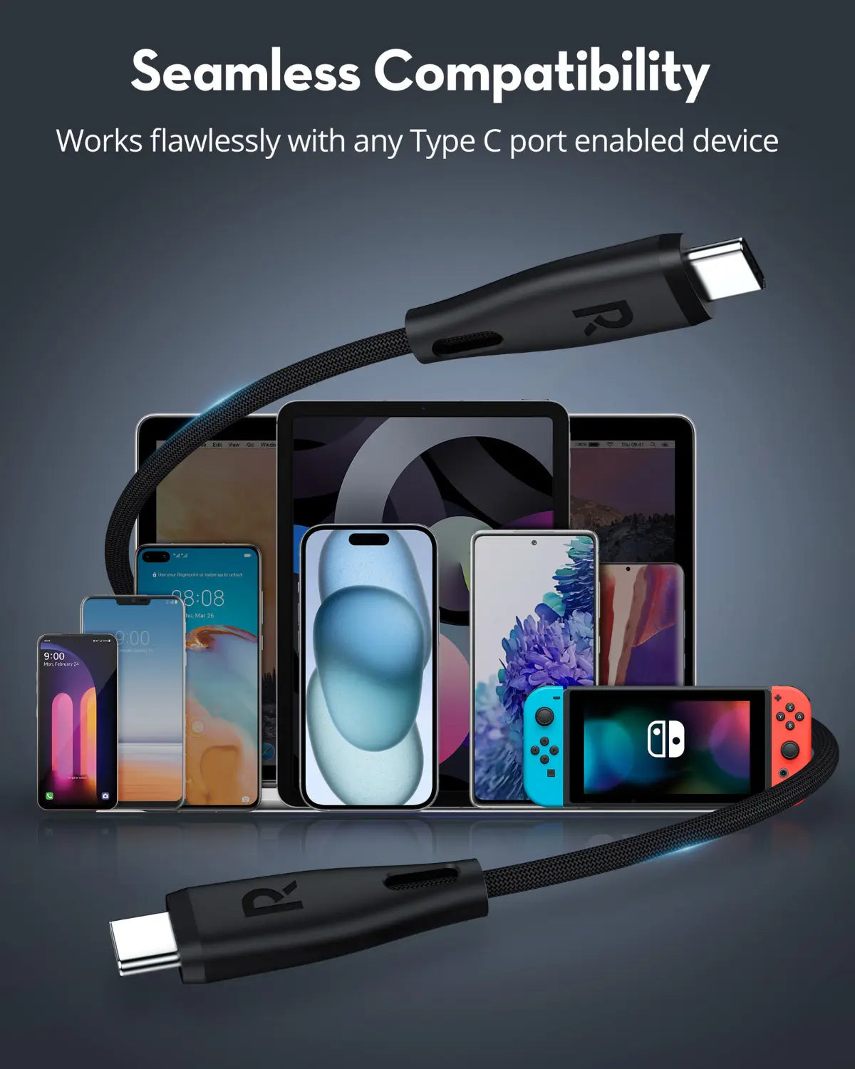 Ultra-Durable USB-C to USB-C Fast Charging Cable – 60W Power Delivery, 1.2 Meters