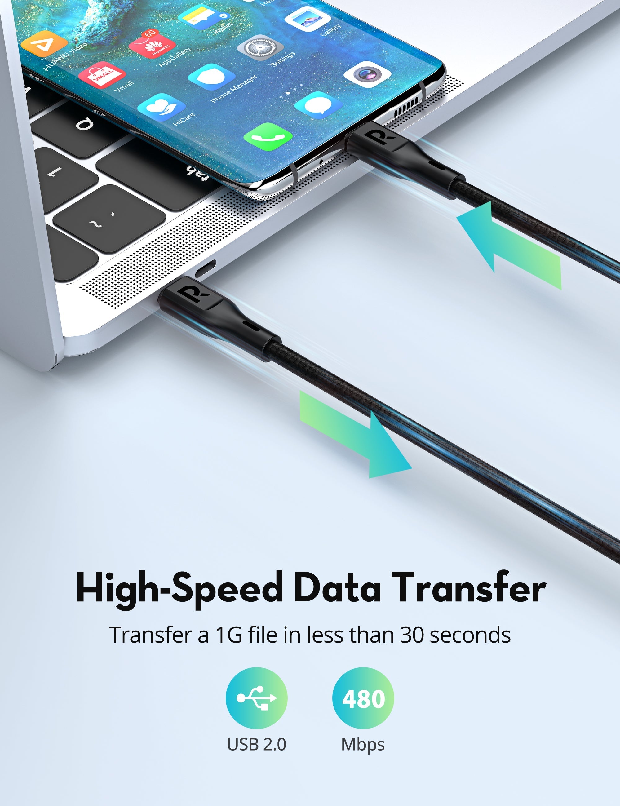 240W USB-C to USB-C Fast Charging Cable – Nylon Braided, 1 Meter