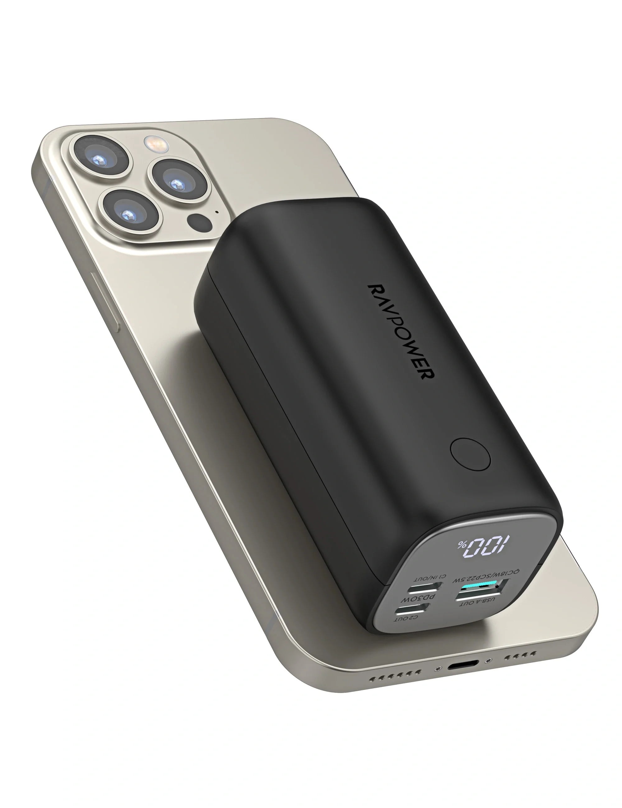 14,000mAh Compact Power Bank – 30W USB-C Fast Charging, Triple Output