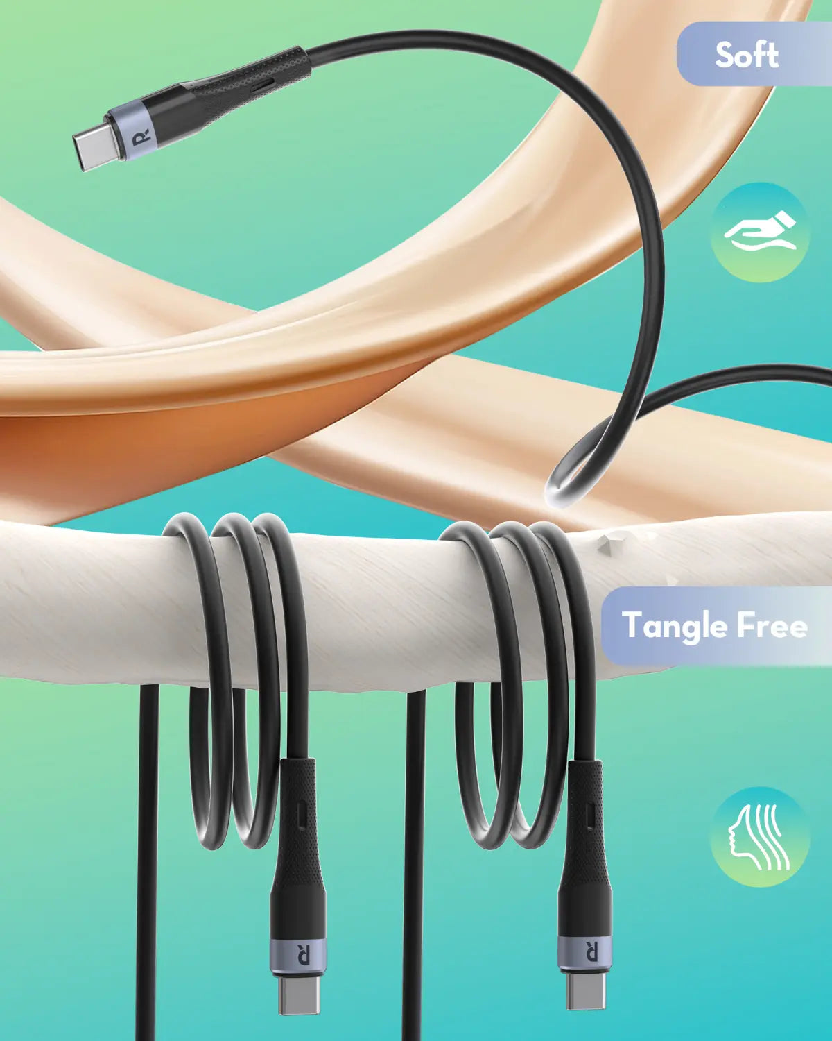 Silicone USB-C to USB-C Fast Charging Cable – 60W Power Delivery, 1.2 Meters