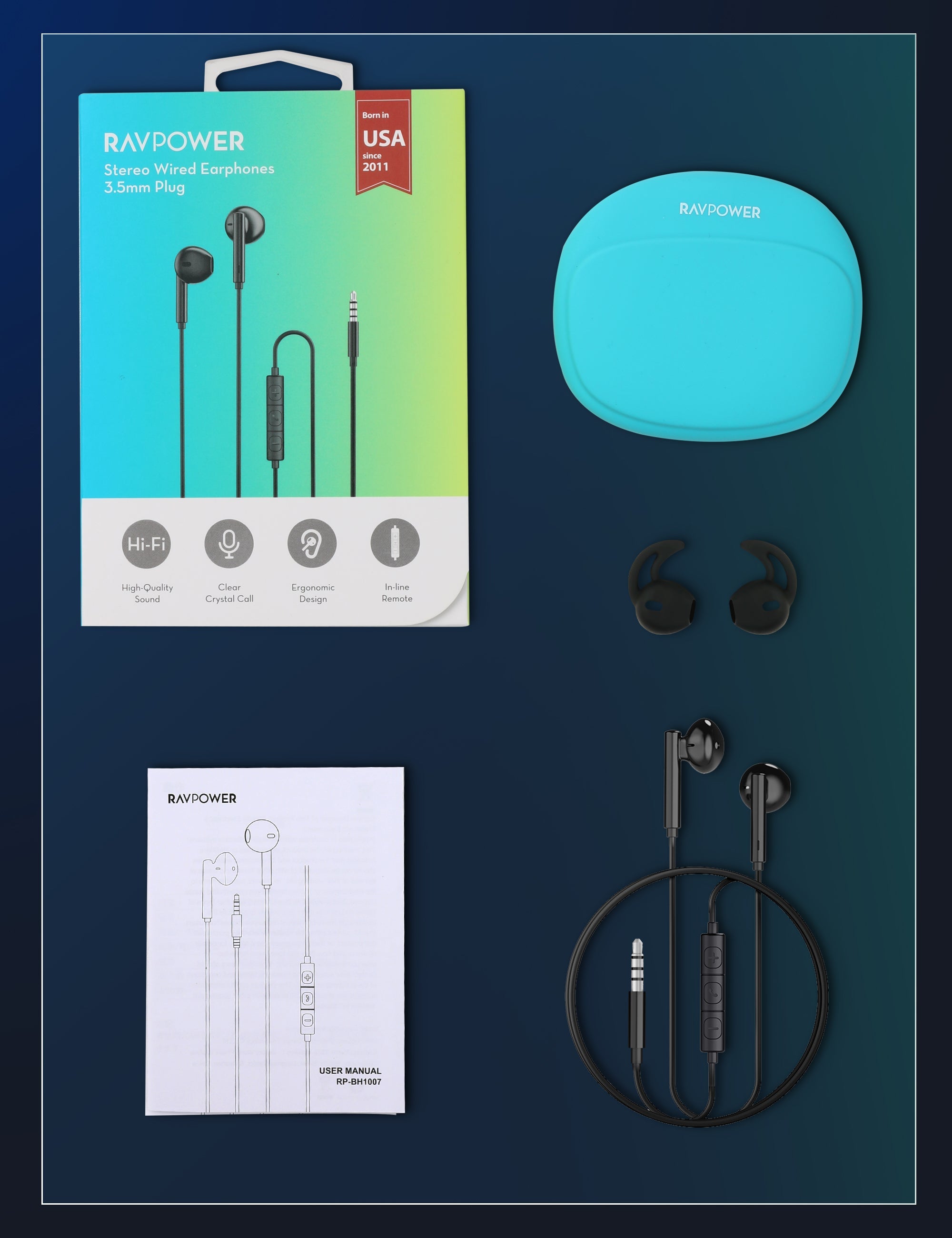 Wired Stereo Earphones with Microphone – 3.5mm Universal Audio