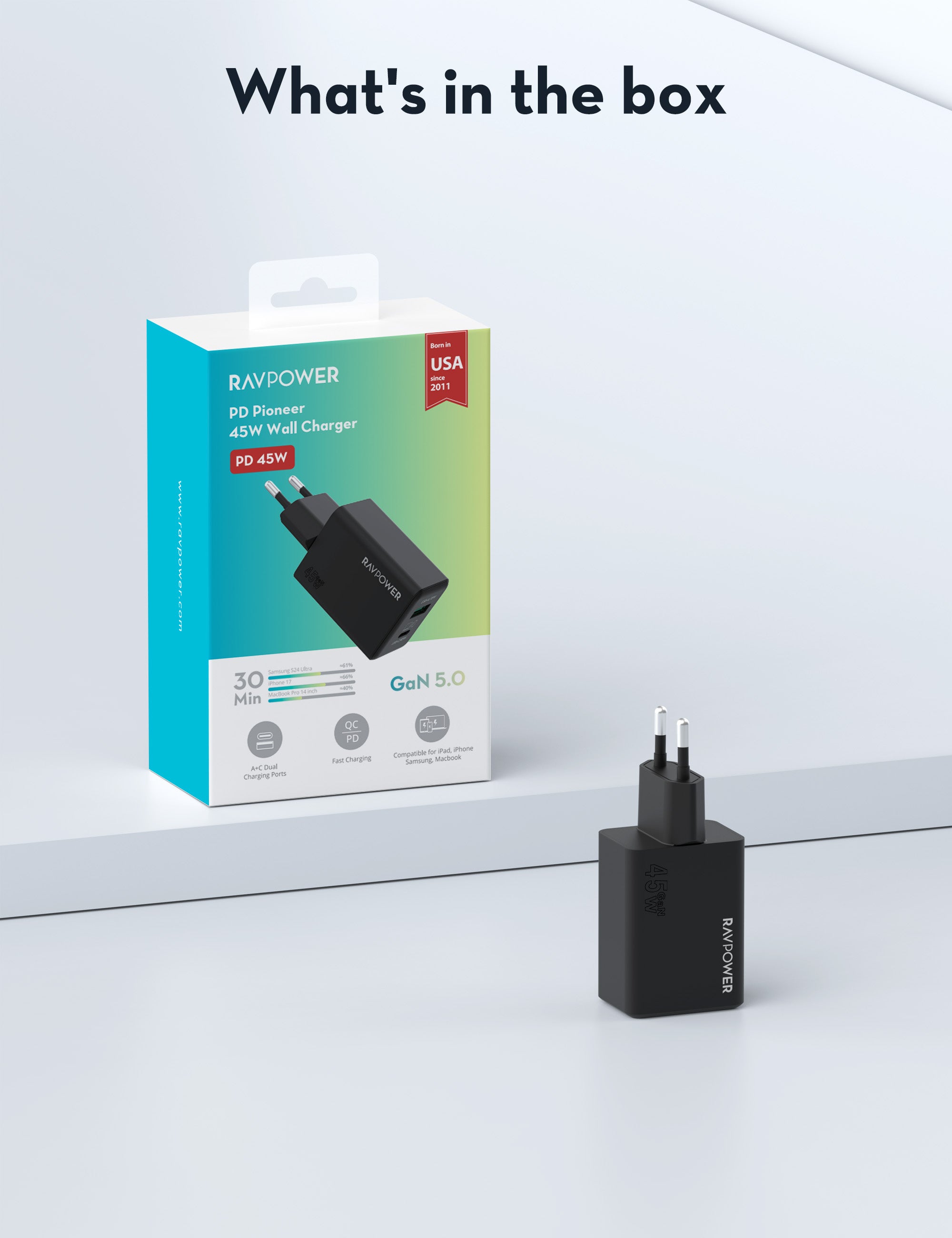 RAVPower PD Pioneer 45W GaN Wall Charger