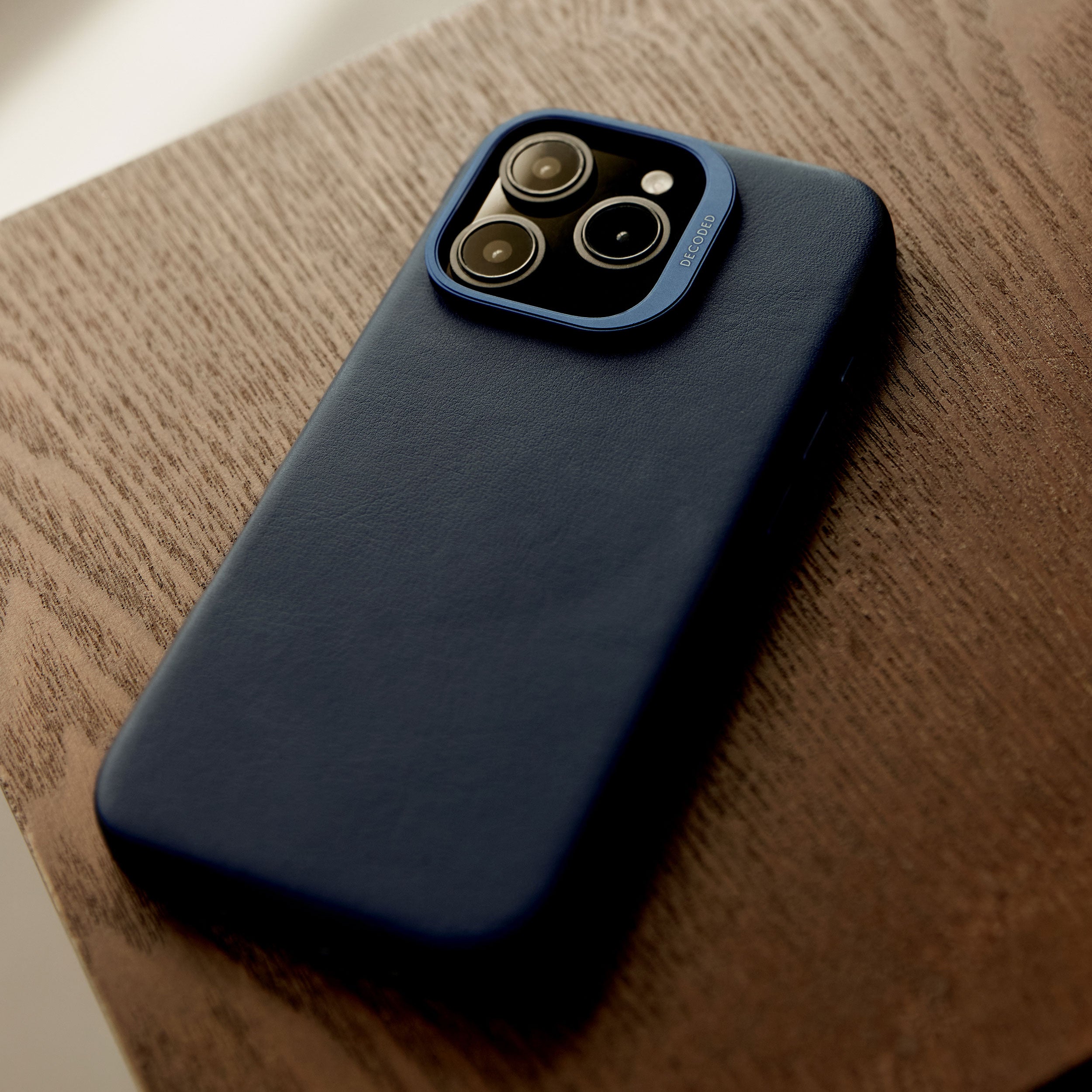 Decoded Navy Blue Leather Case for iPhone 16 Pro