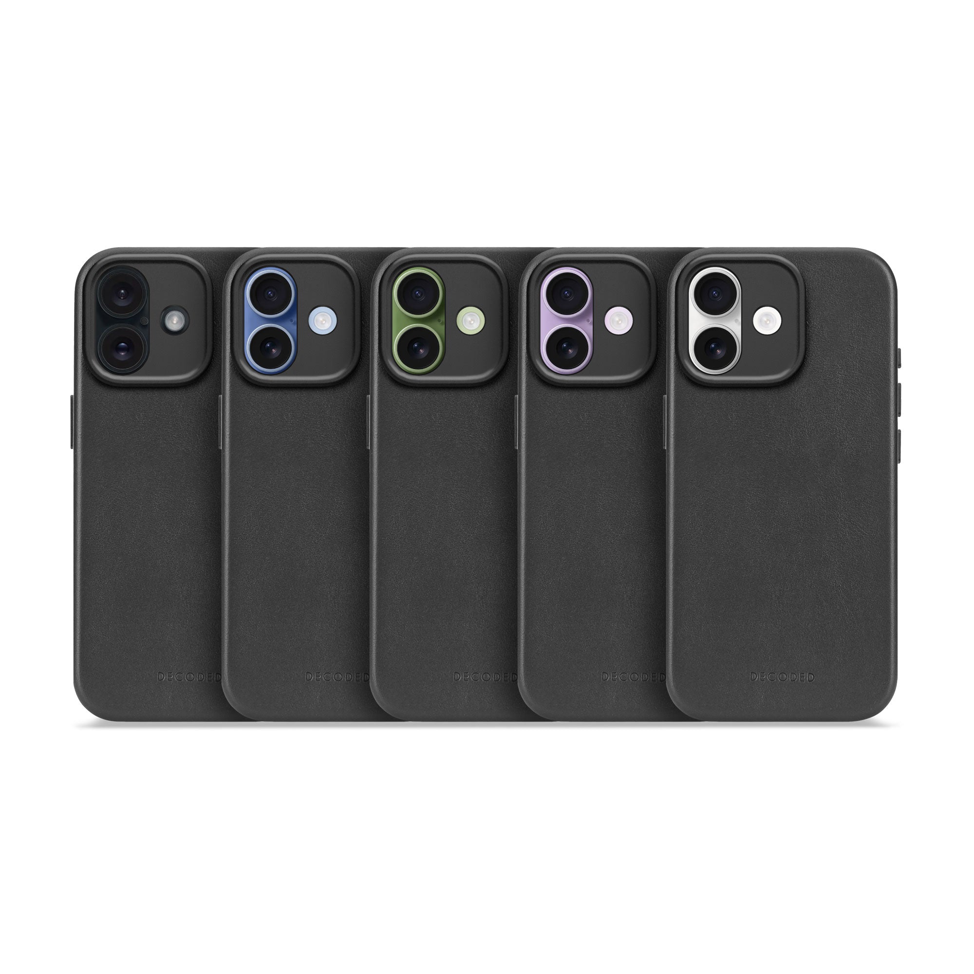 Black Leather Case for iPhone 17 with MagSafe & Metal Camera Ring