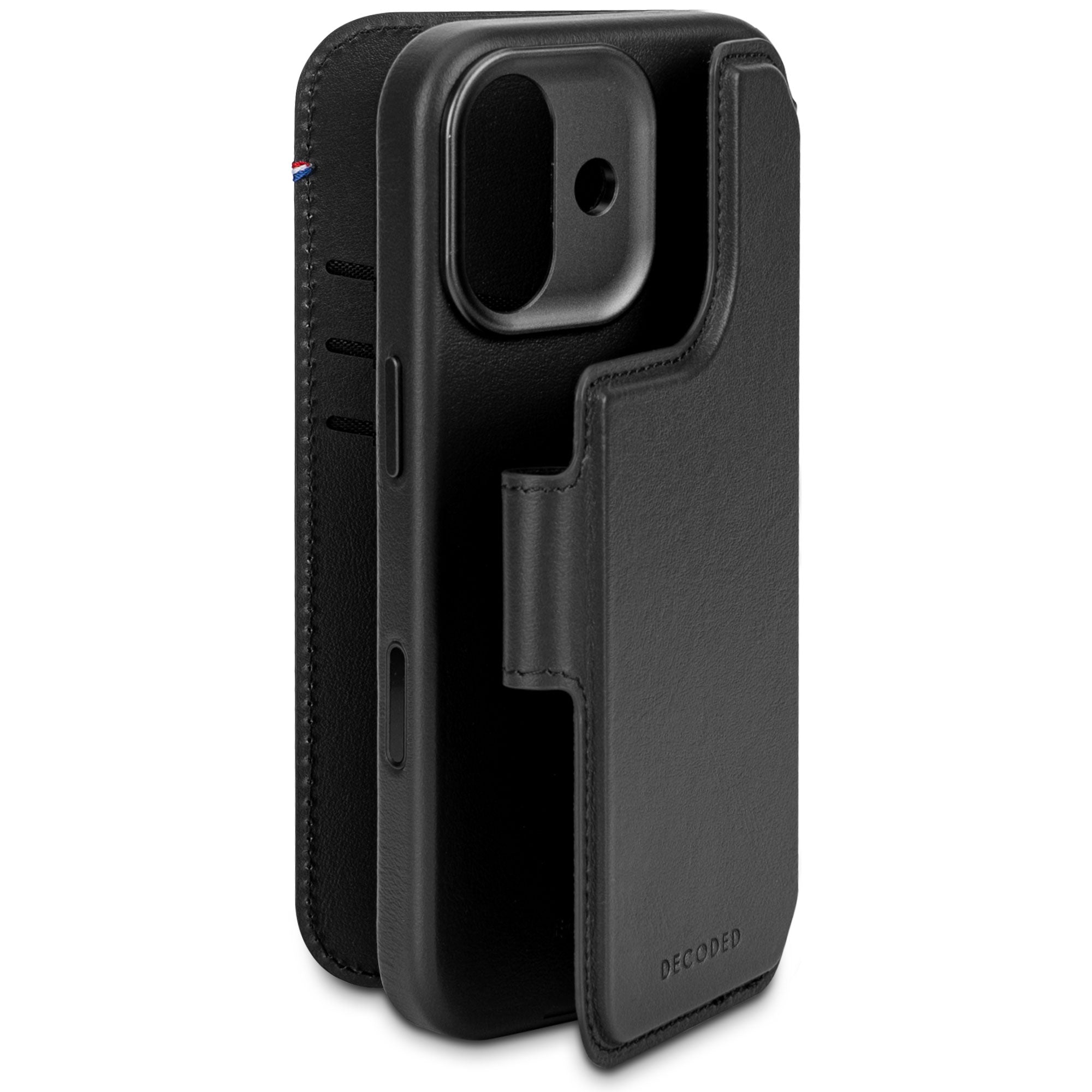 Black Leather Detachable Wallet Case for iPhone 17 with MagSafe