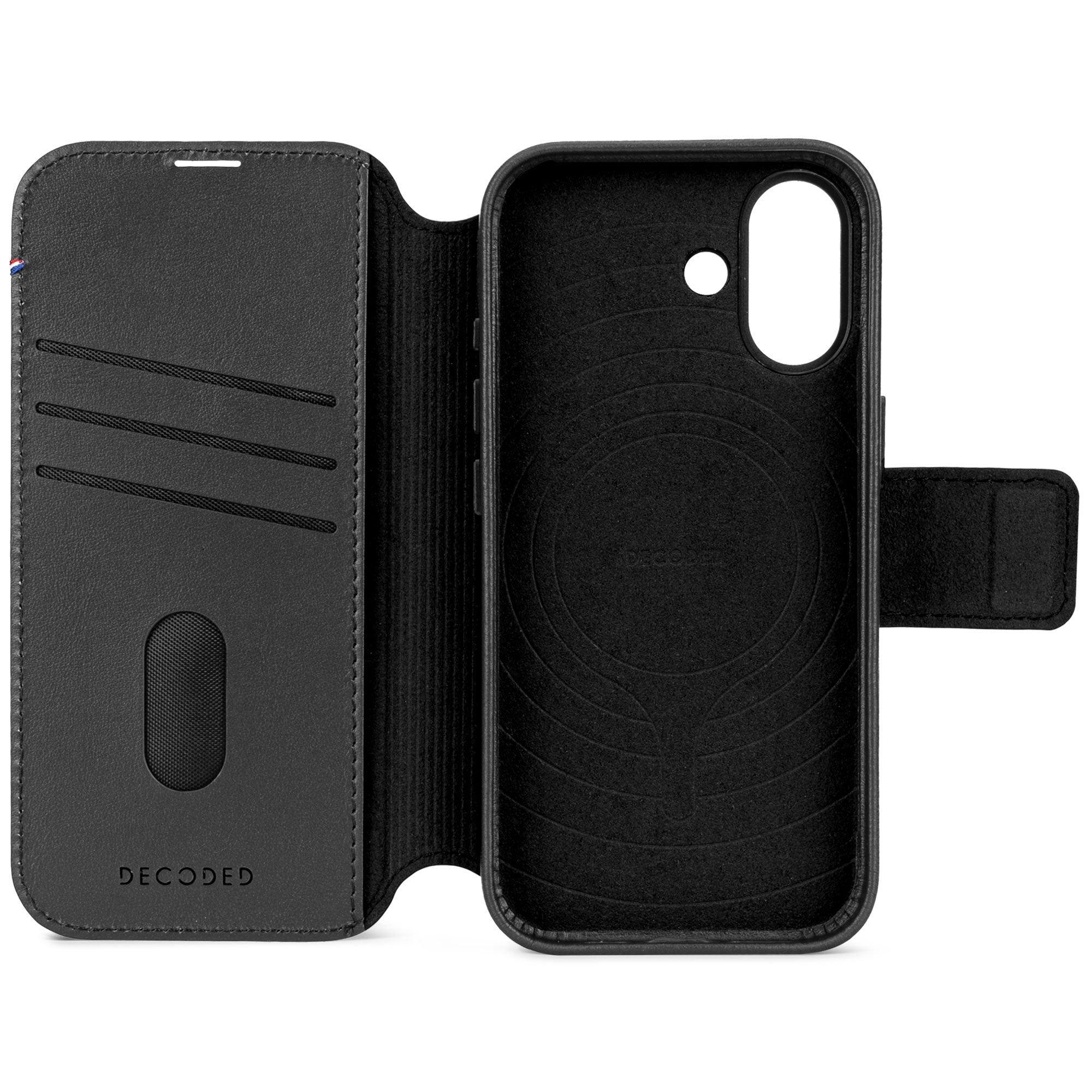 Black Leather Detachable Wallet Case for iPhone 17 with MagSafe