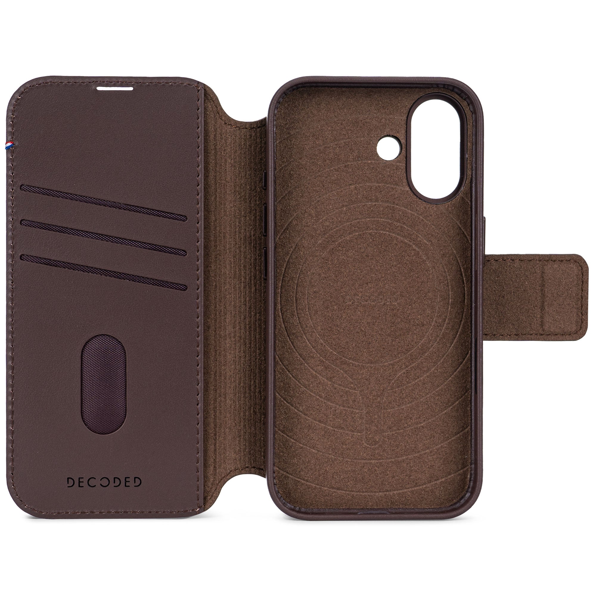 Chocolate Brown Leather Detachable Wallet Case for iPhone 17 with MagSafe