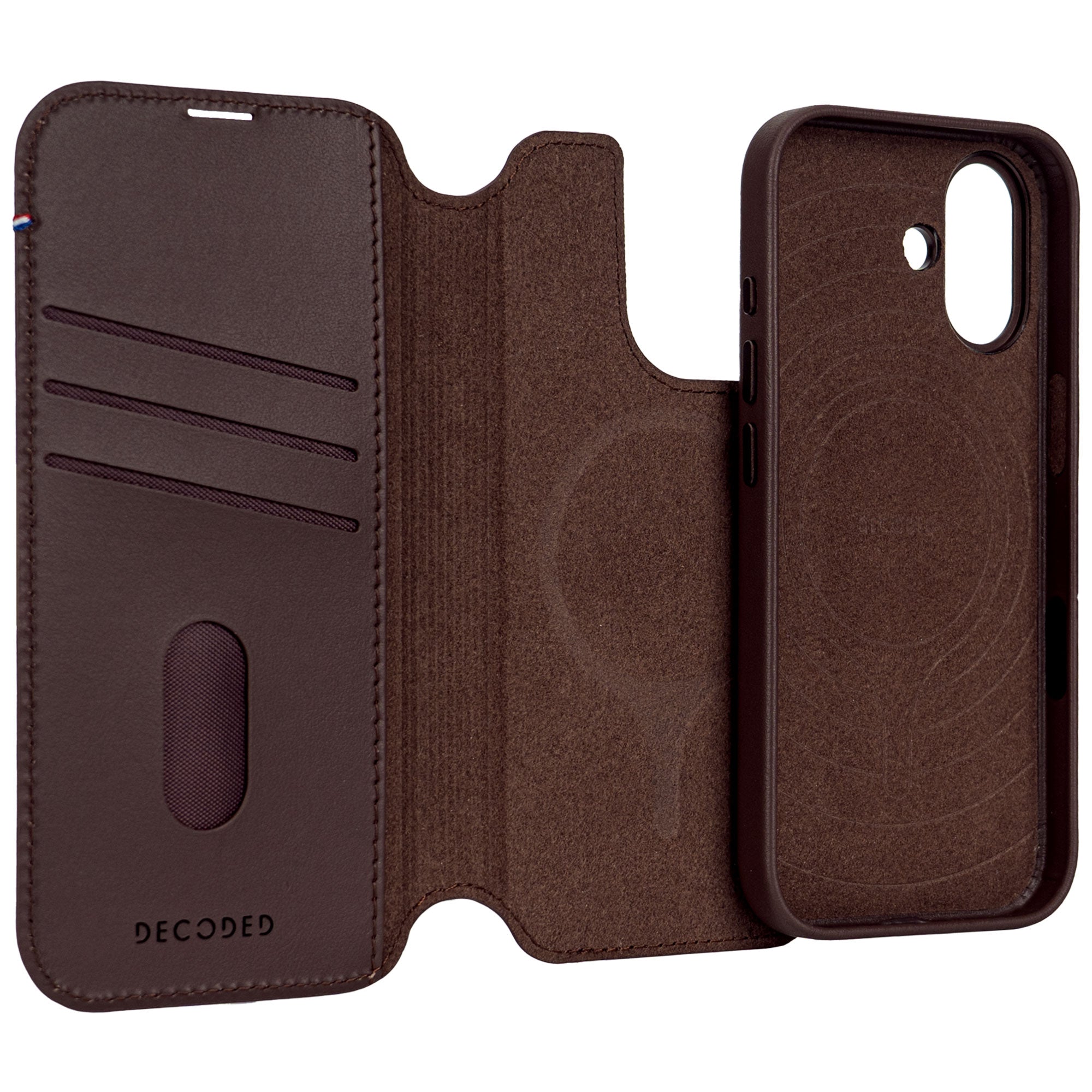 Chocolate Brown Leather Detachable Wallet Case for iPhone 17 with MagSafe