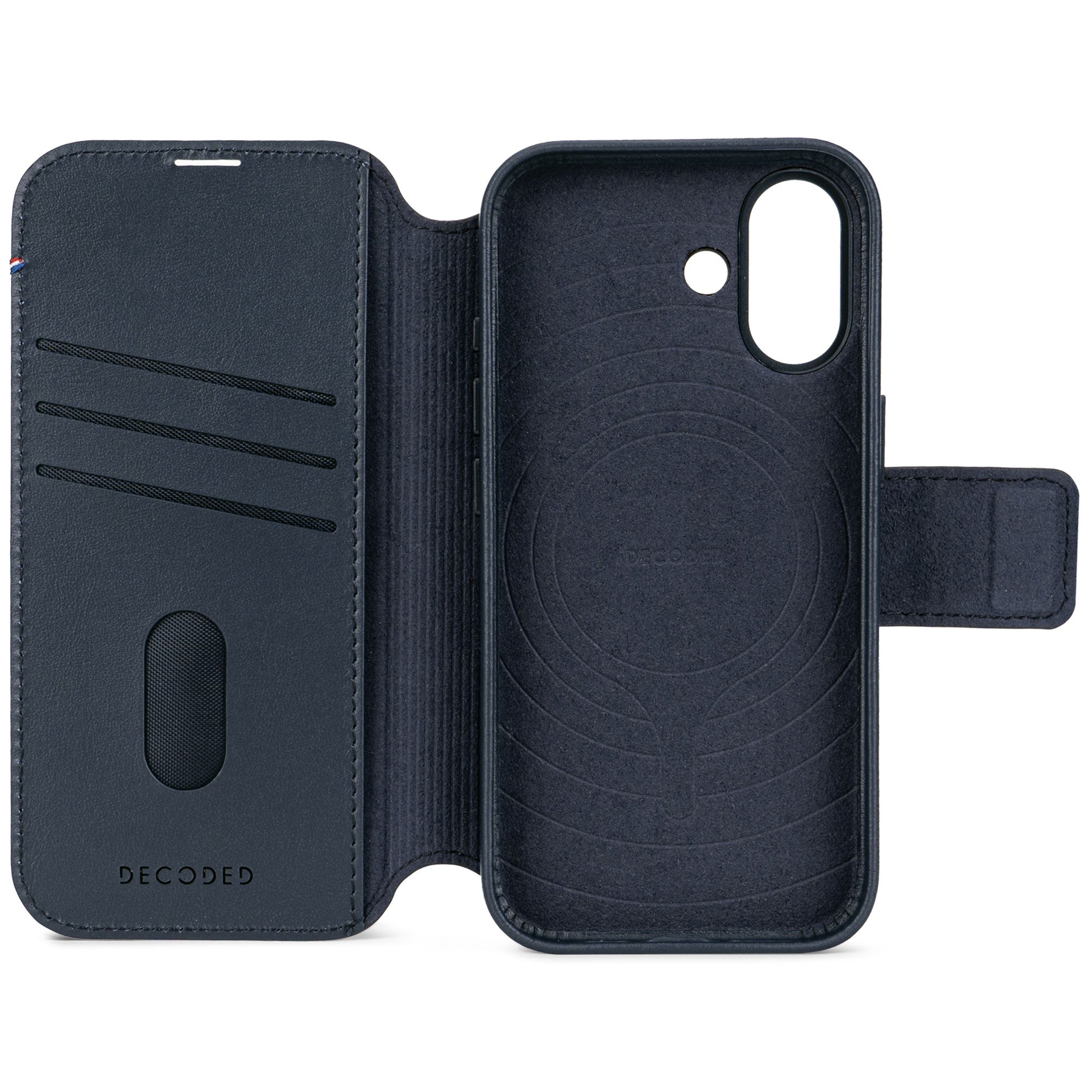 Navy Shadow Leather Detachable Wallet Case for iPhone 17 with MagSafe