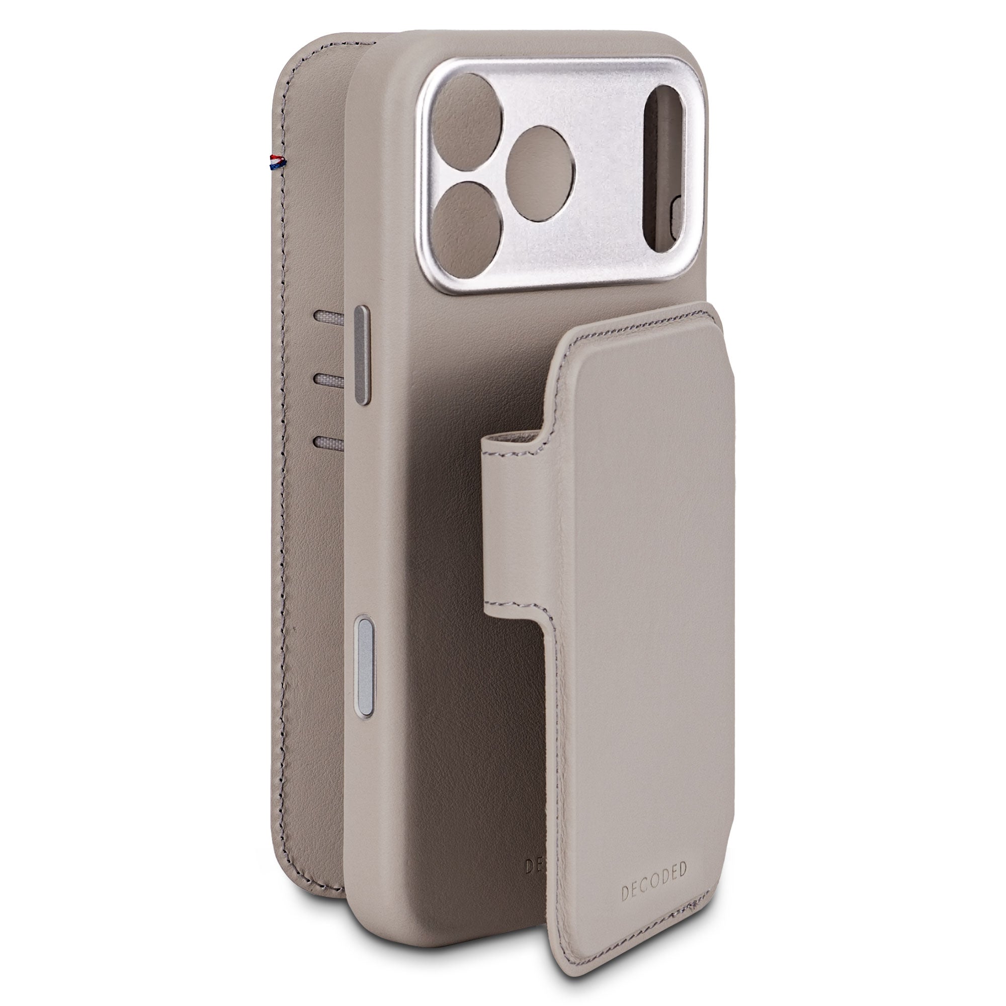 Solid Clay Leather Detachable Wallet Case for iPhone 17 Pro Max