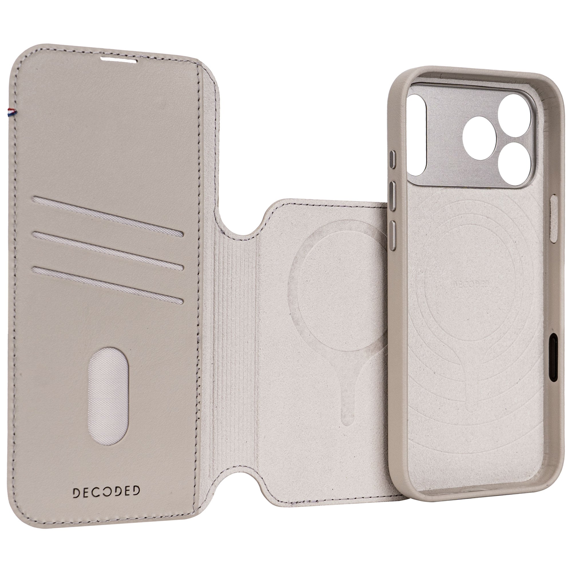 Solid Clay Leather Detachable Wallet Case for iPhone 17 Pro Max