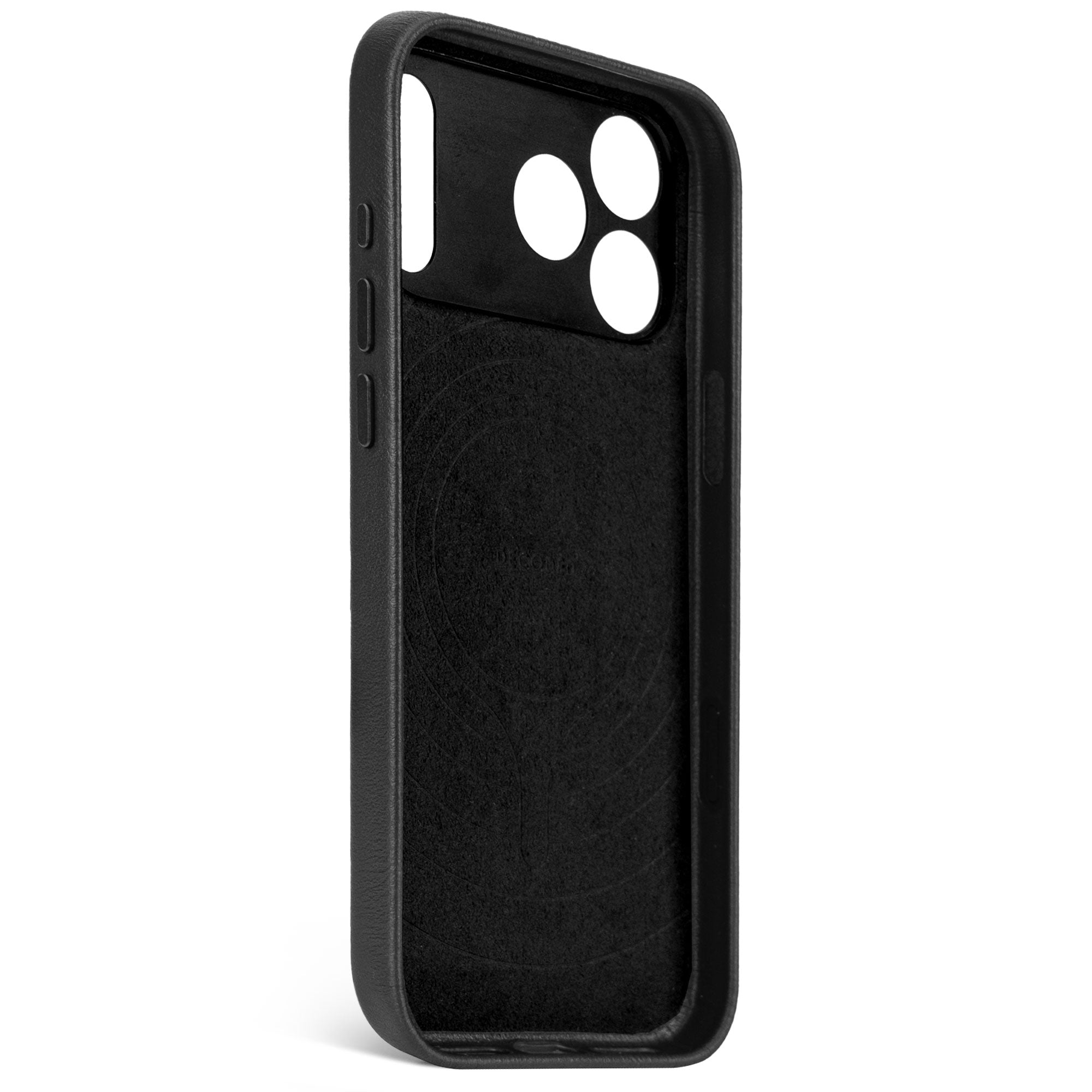 Black Leather Case for iPhone 17 Pro Max with MagSafe & Metal Camera Ring