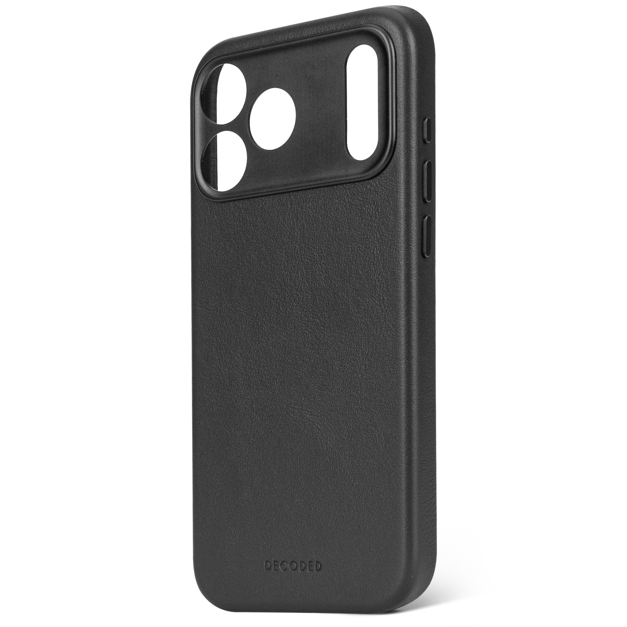 Black Leather Case for iPhone 17 Pro Max with MagSafe & Metal Camera Ring