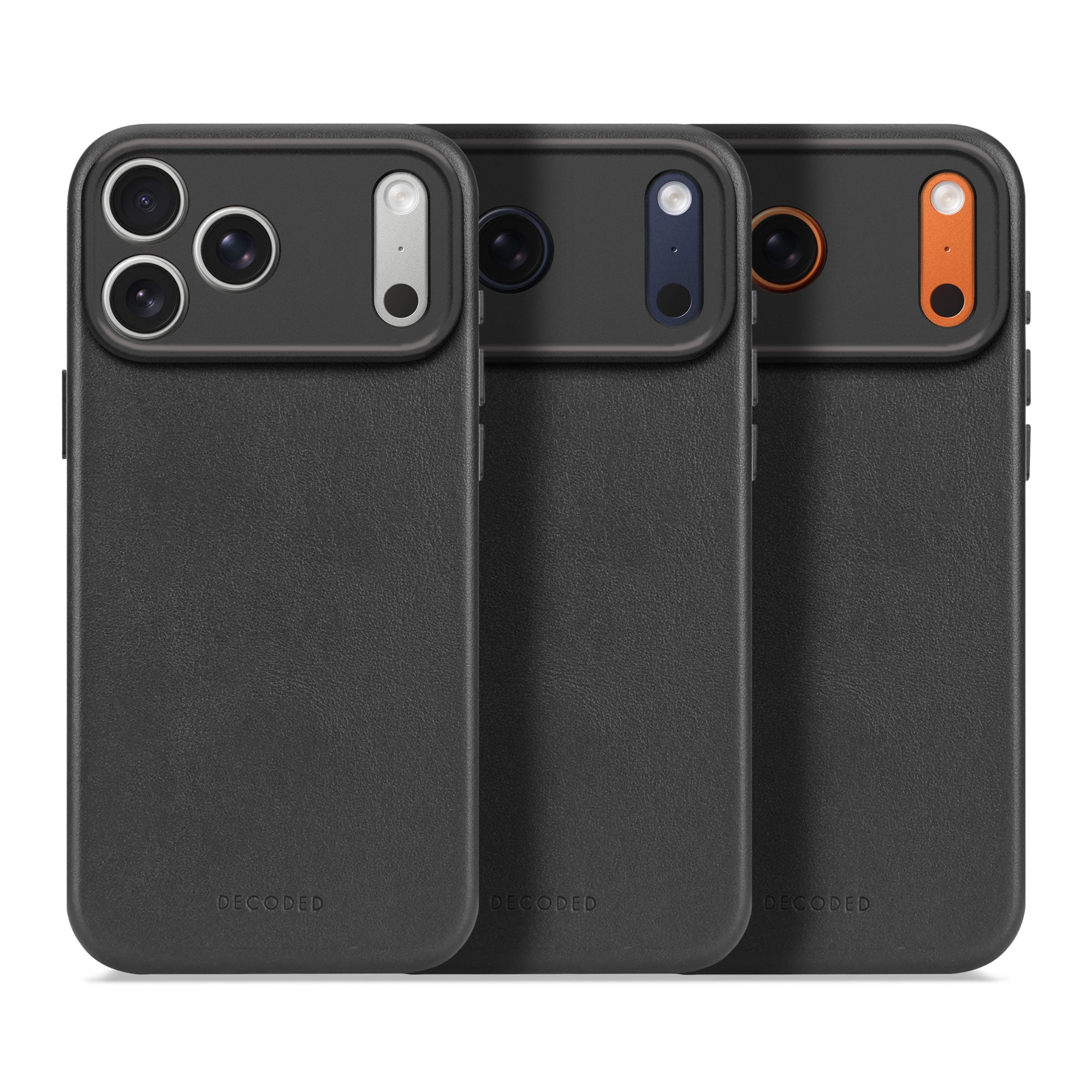 Black Leather Case for iPhone 17 Pro Max with MagSafe & Metal Camera Ring