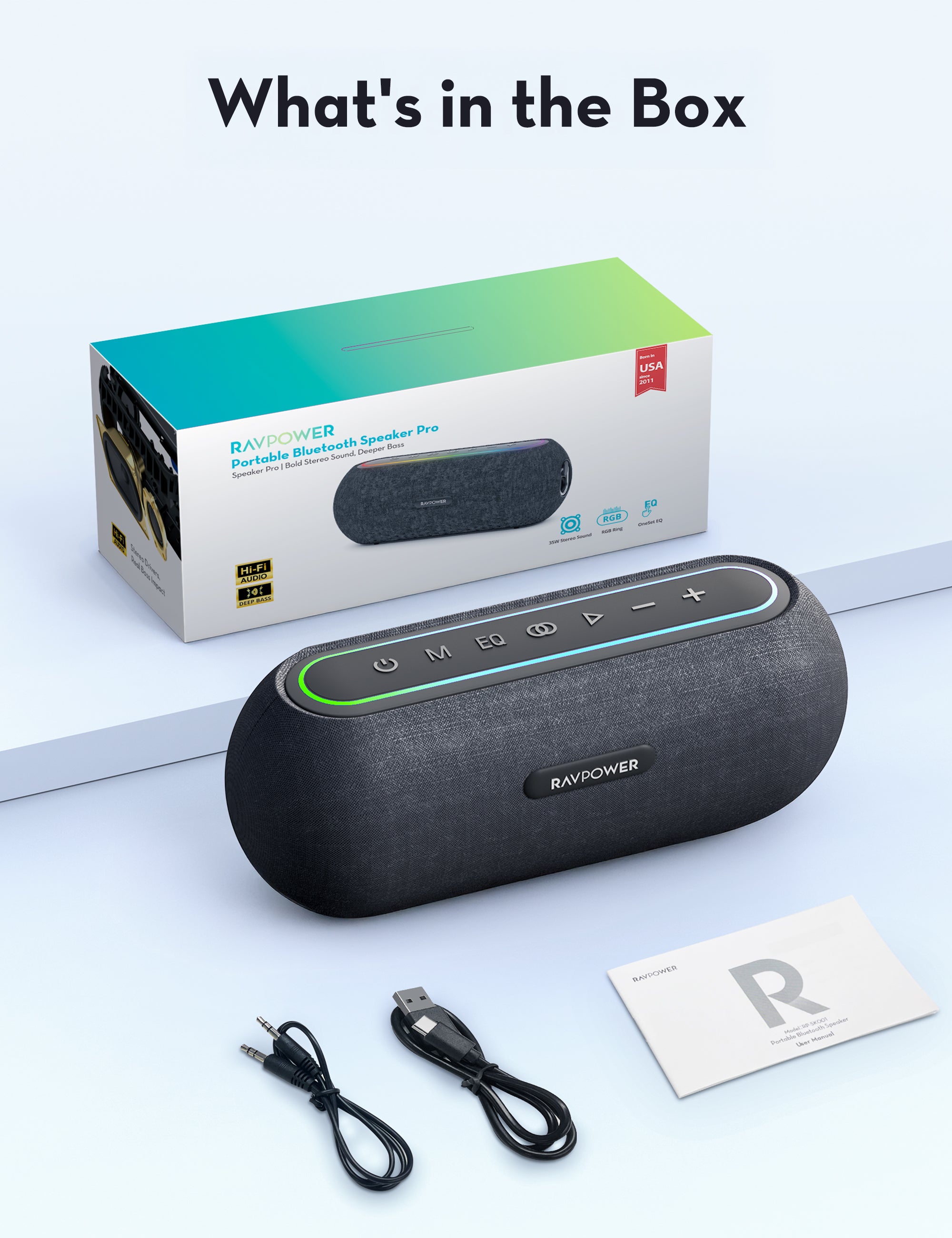 35W Portable Bluetooth Speaker with RGB Light