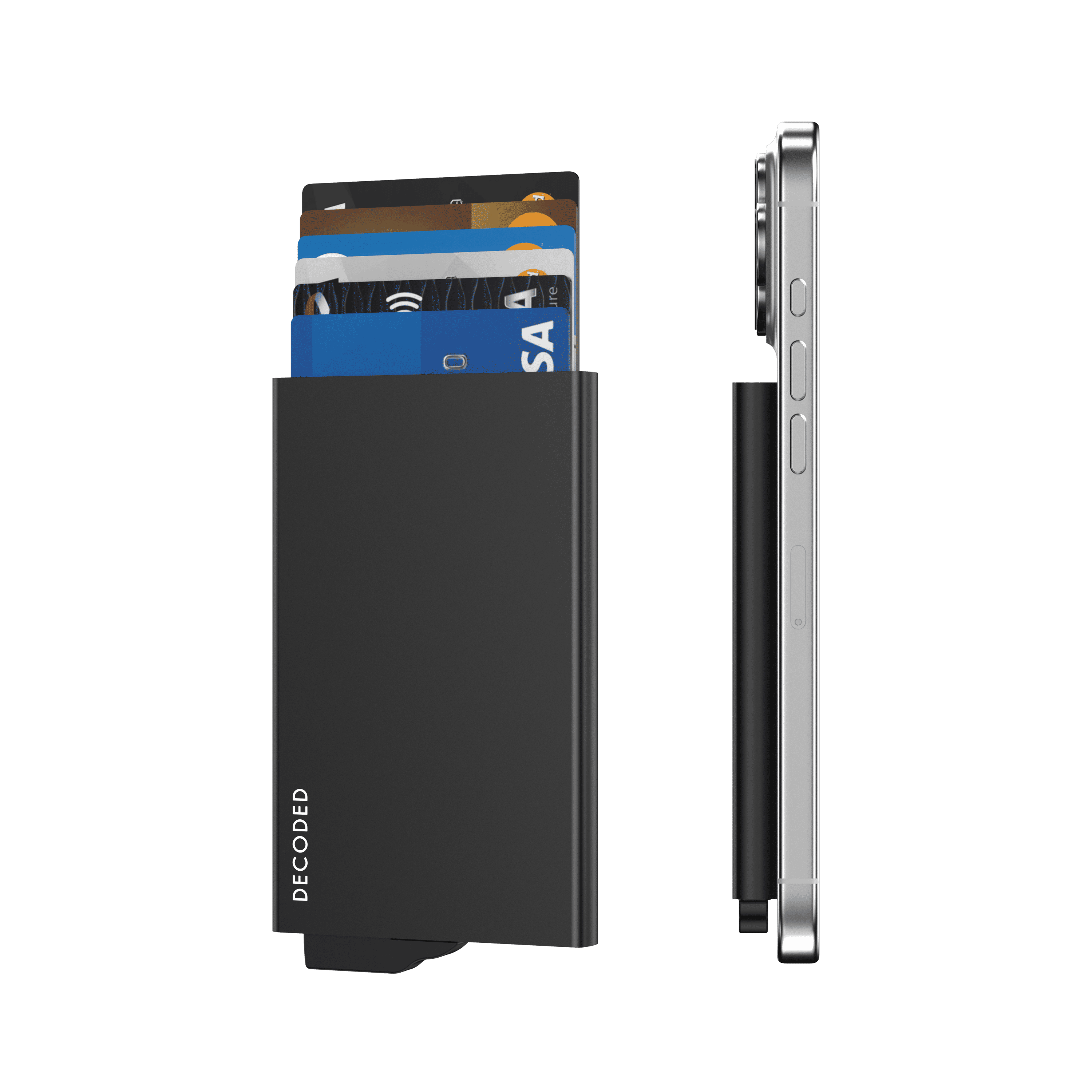 Black MagSafe Aluminum Cardholder for iPhone – Slim Magnetic Wallet with RFID Protection