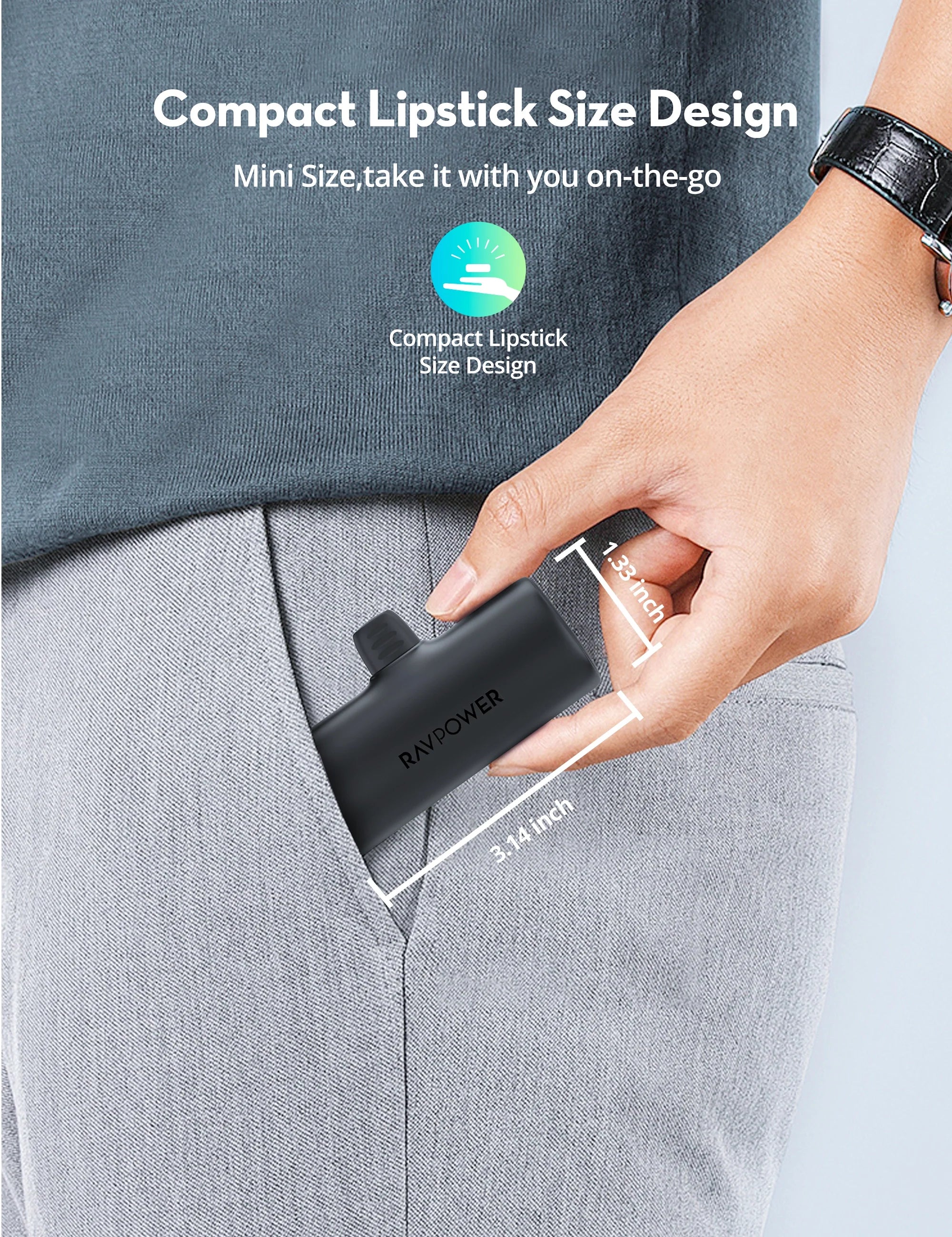 5,000mAh Ultra-Compact Power Bank – 20W USB-C Fast Charging