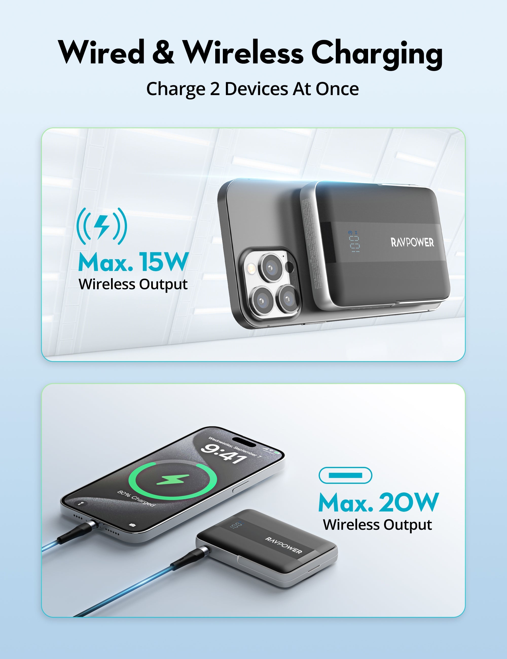 10,000mAh Qi2 Magnetic Wireless Power Bank – 15W Fast Charging