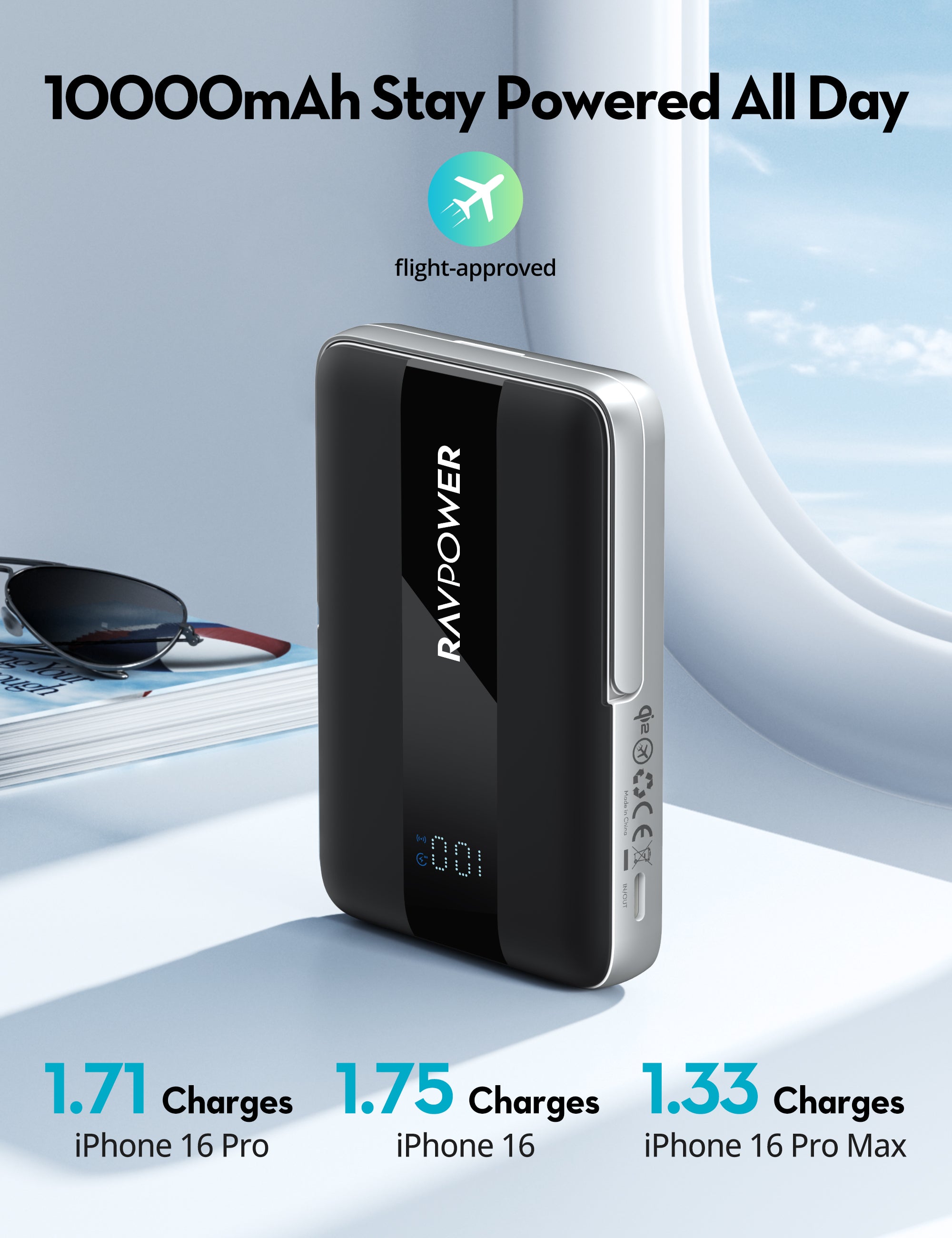 10,000mAh Qi2 Magnetic Wireless Power Bank – 15W Fast Charging
