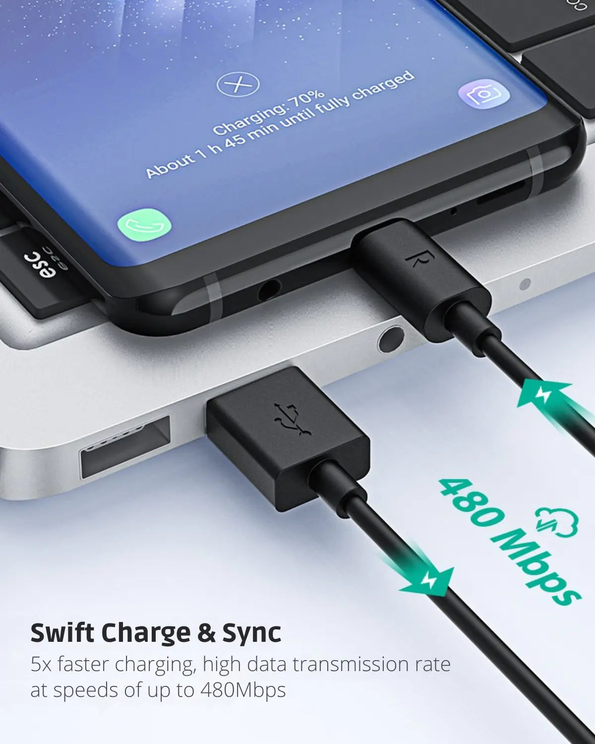 USB-A to USB-C Fast Charging Cable – 60W Power, 1 Meter