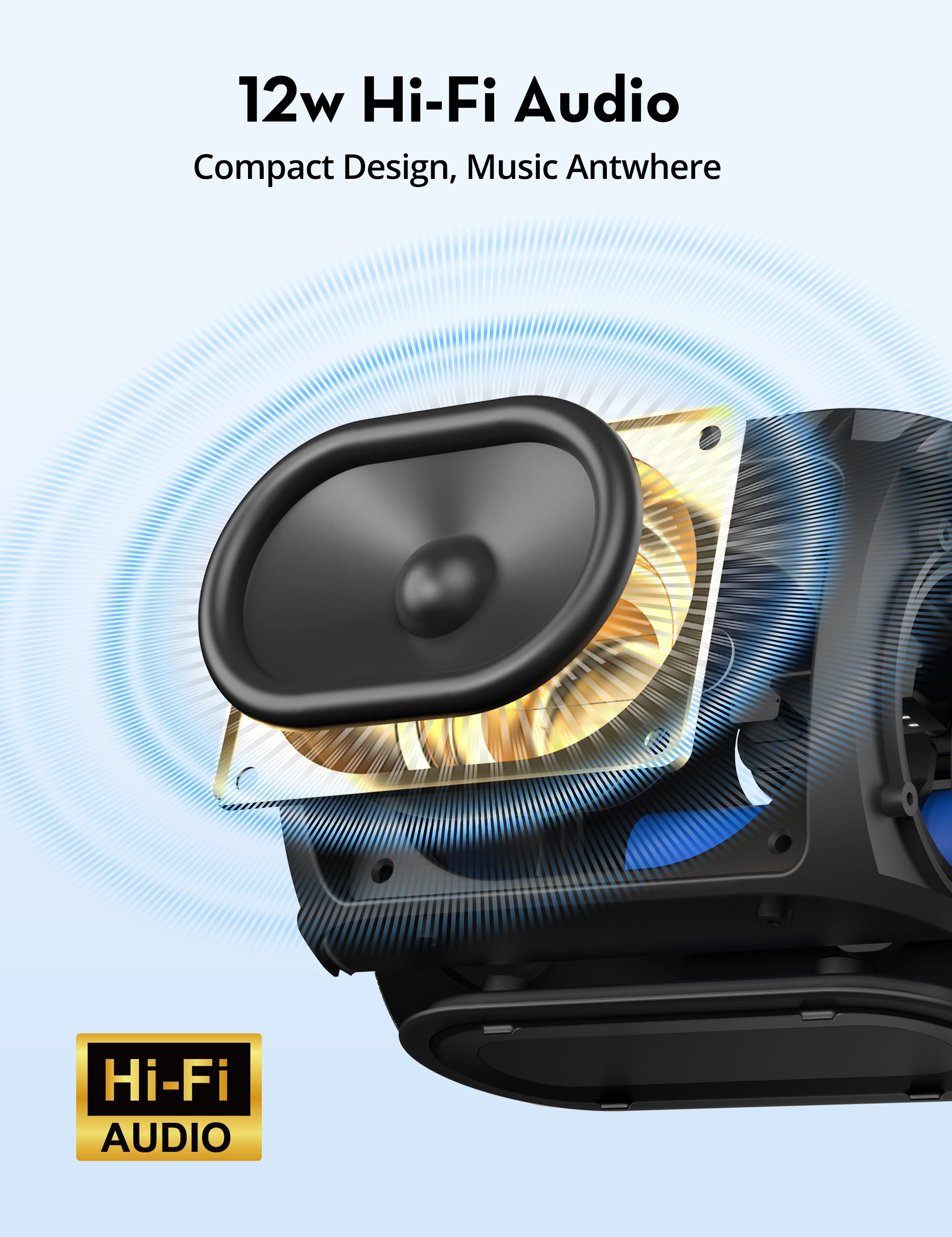 12W Portable Bluetooth Speaker with RGB Lighting