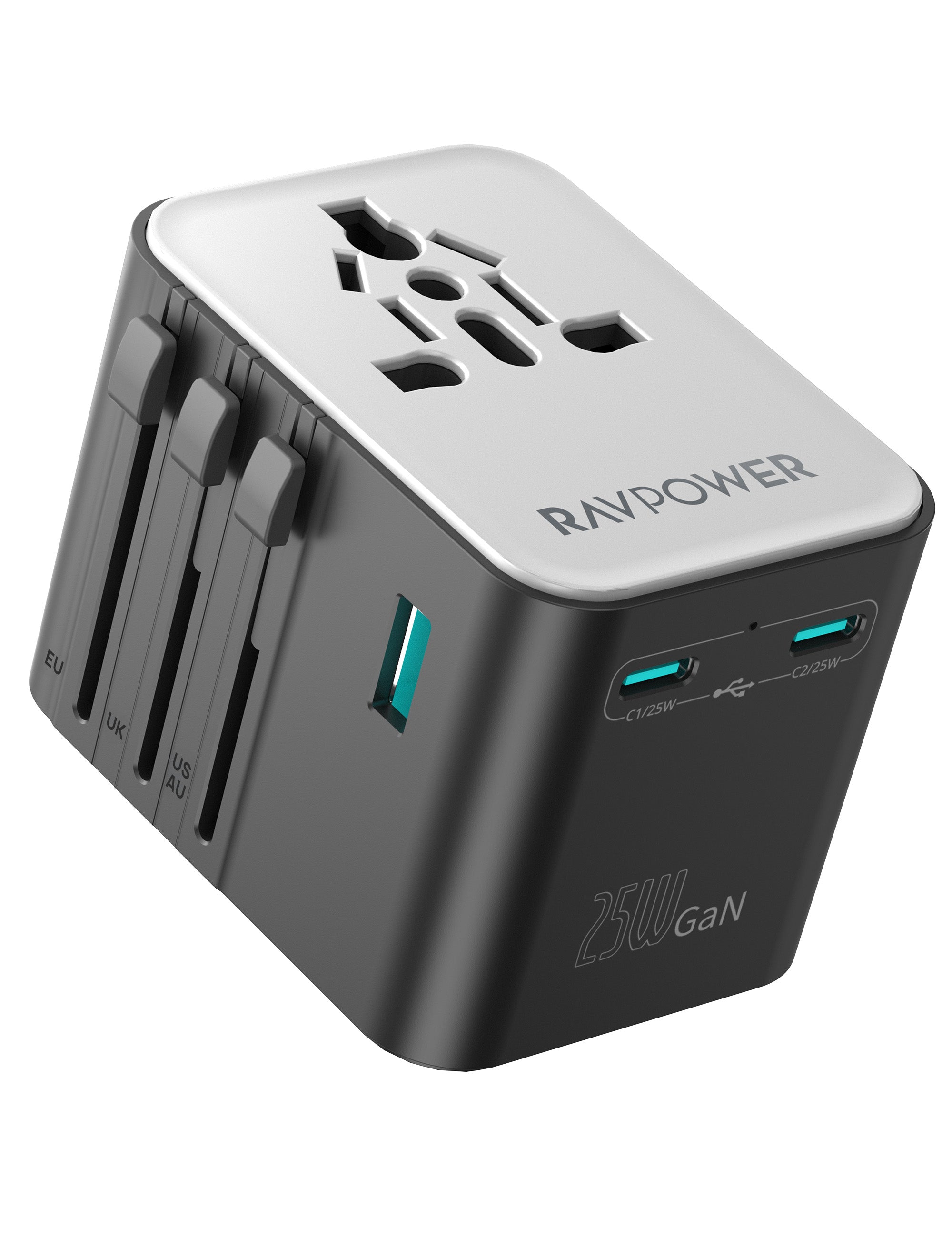 25W International Travel Adapter – USB-C Fast Charging, Worldwide Use
