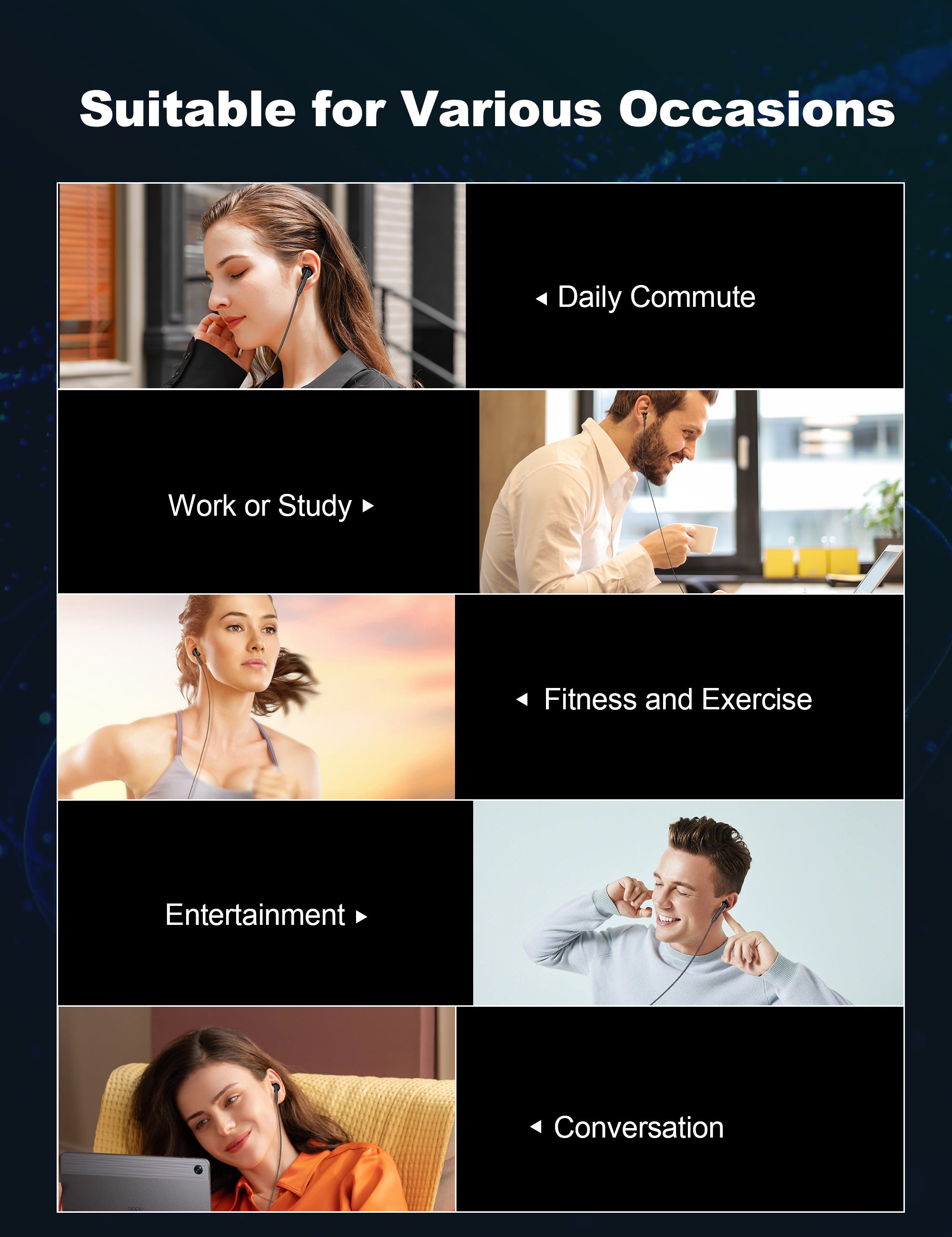 Wired Stereo Earphones with Microphone – 3.5mm Universal Audio