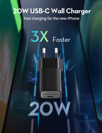 20W USB-C GaN Wall Charger – Power Delivery Fast Charging (EU Plug)