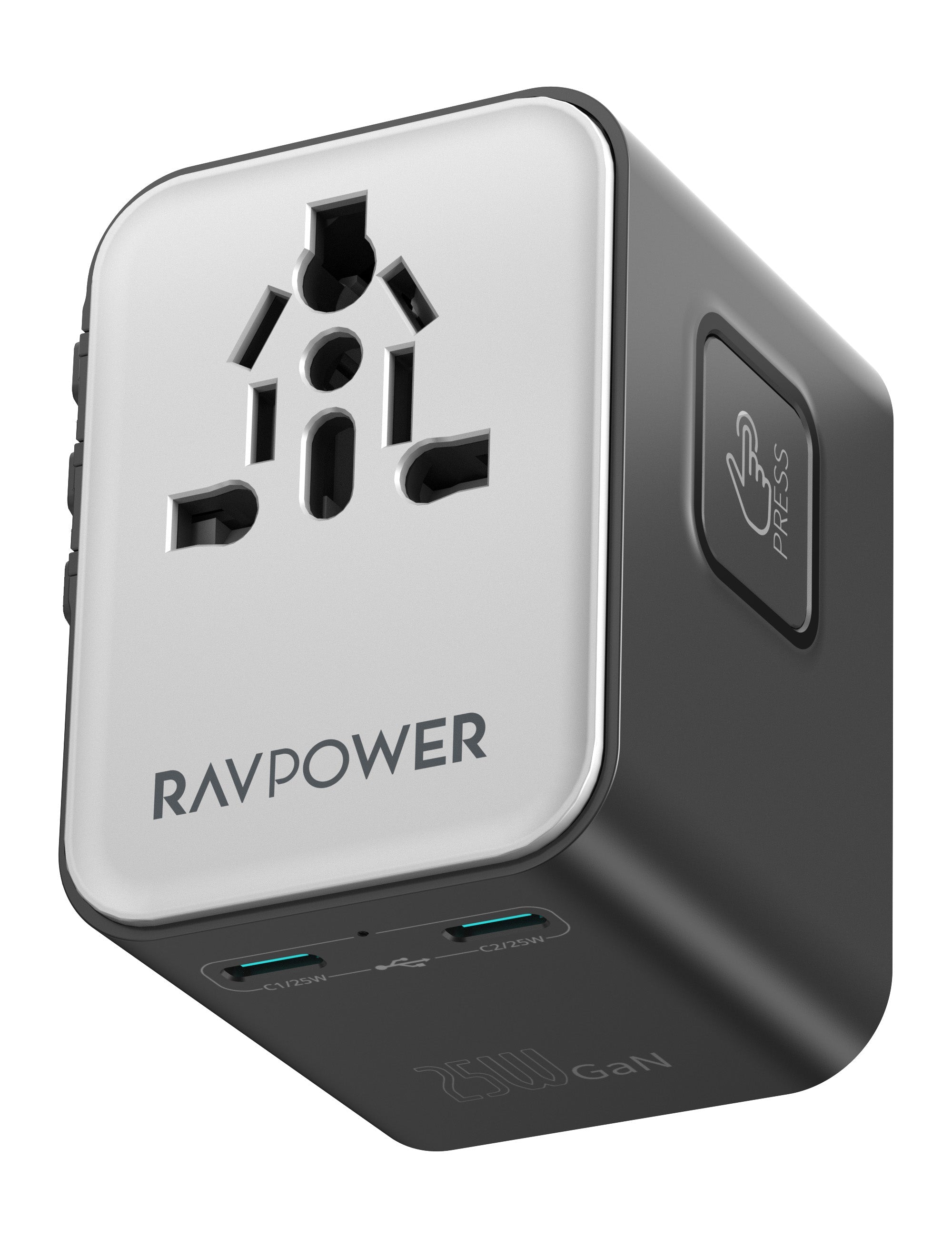 25W International Travel Adapter – USB-C Fast Charging, Worldwide Use