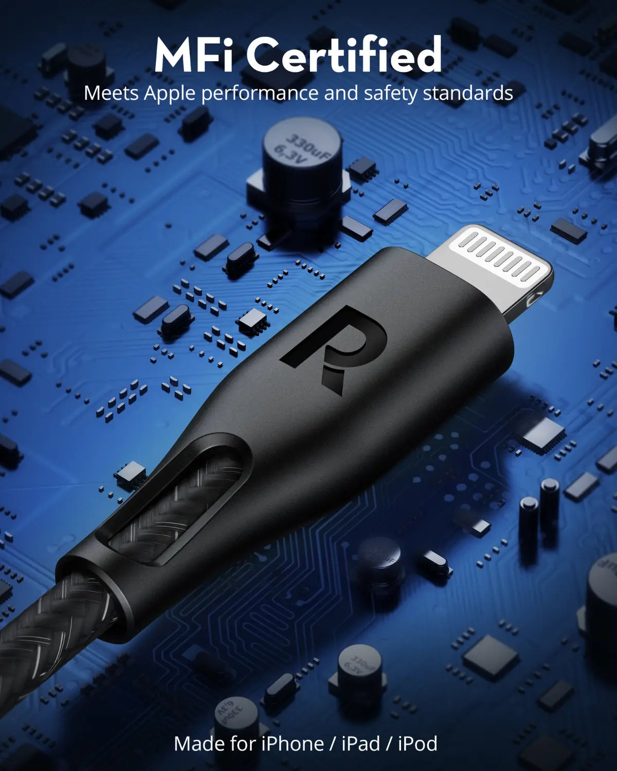 USB-A to Lightning Fast Charging Cable – MFi Certified, 2 Meters