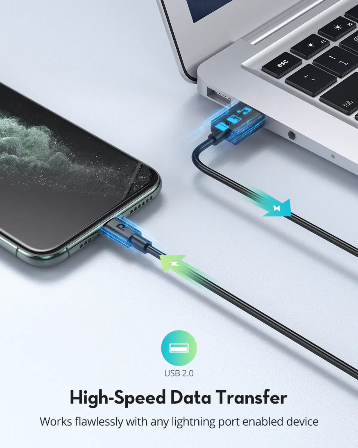 USB-A to Lightning Fast Charging Cable – MFi Certified, 1 Meter