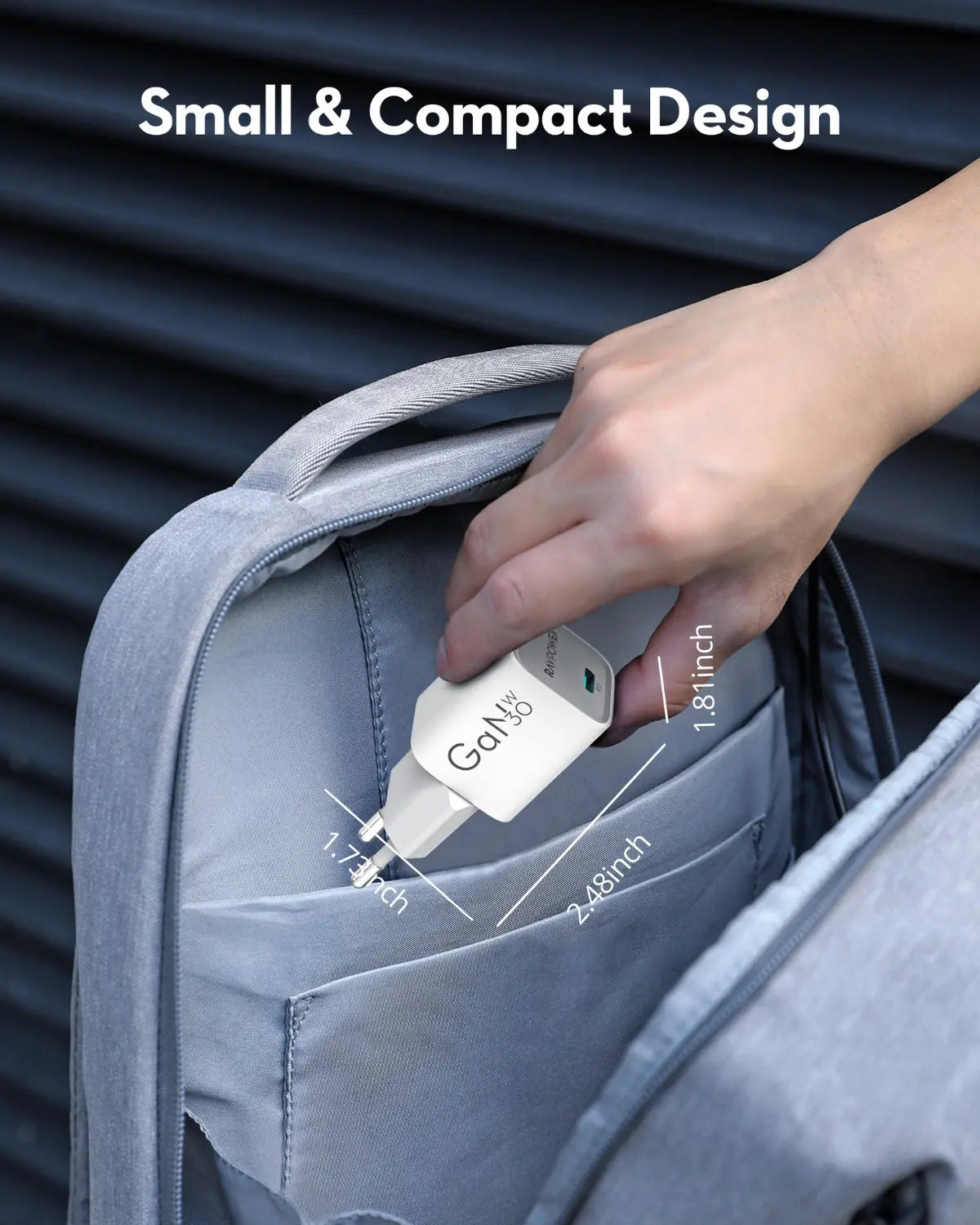 30W USB-C GaN Wall Charger – Power Delivery Fast Charging (EU Plug)