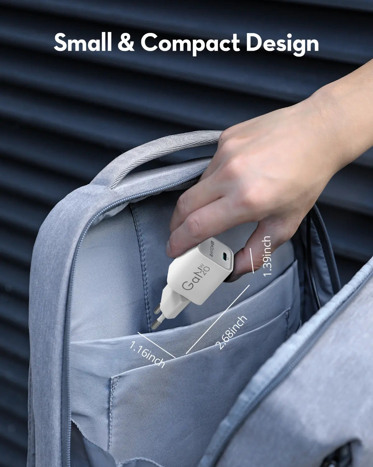 20W USB-C GaN Wall Charger – Power Delivery Fast Charging (EU Plug)