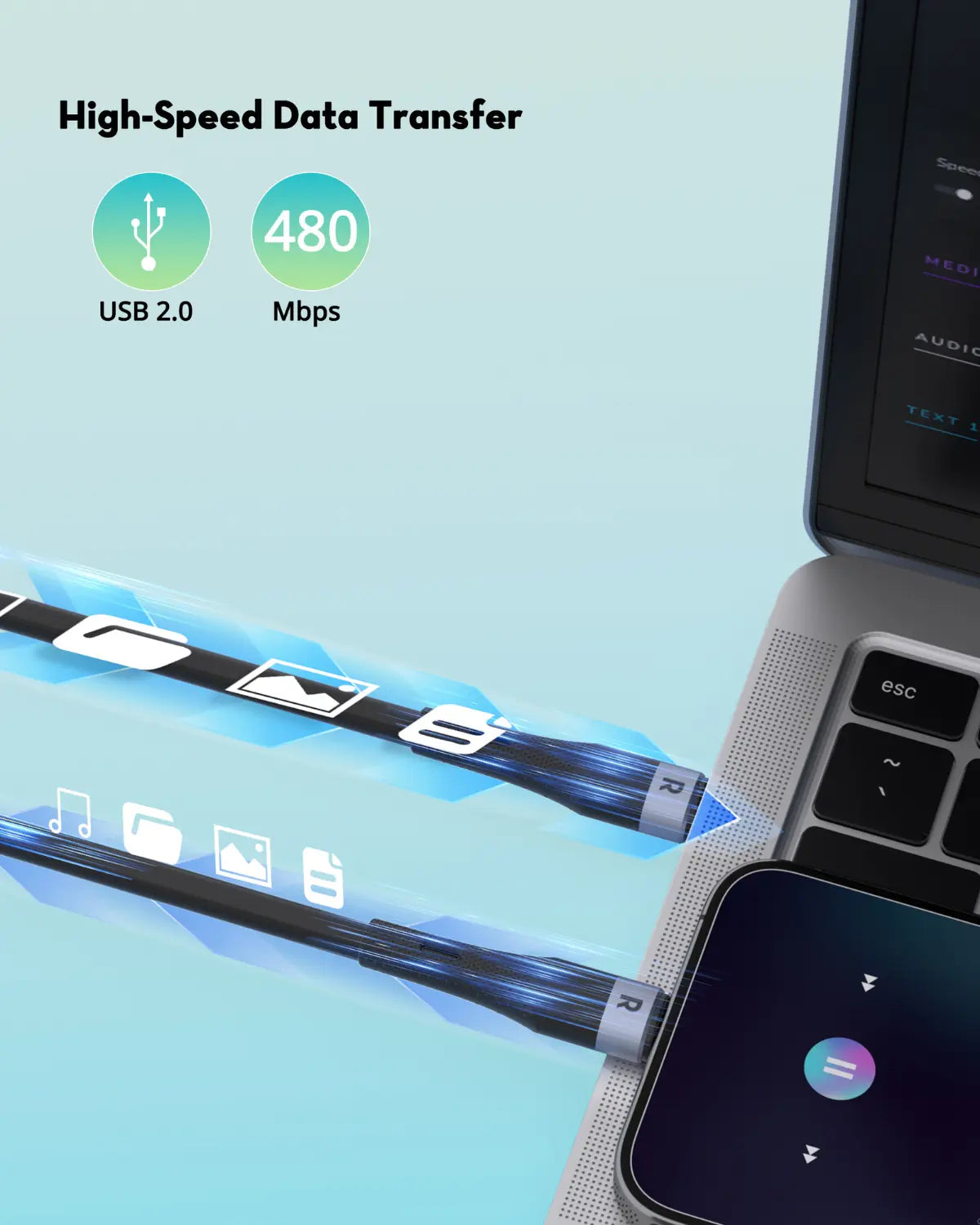 Silicone USB-C to USB-C Fast Charging Cable – 60W Power Delivery, 1.2 Meters