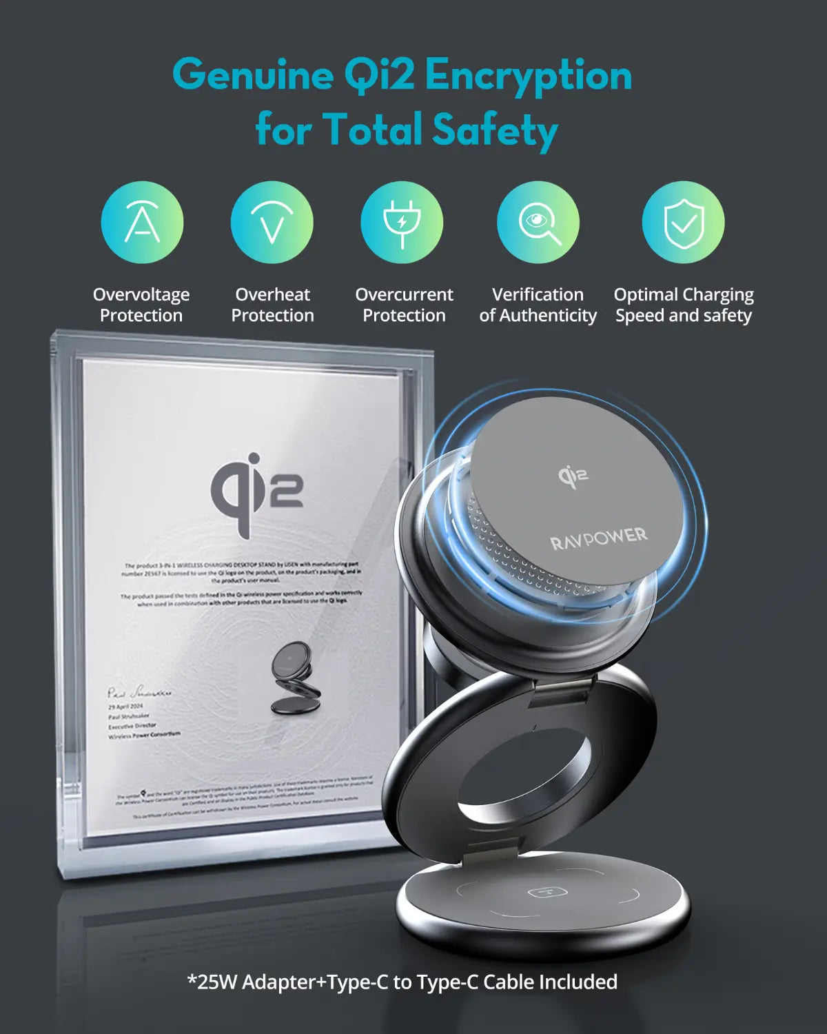 3-in-1 Magnetic Wireless Charging Station – Qi2 & MagSafe Certified