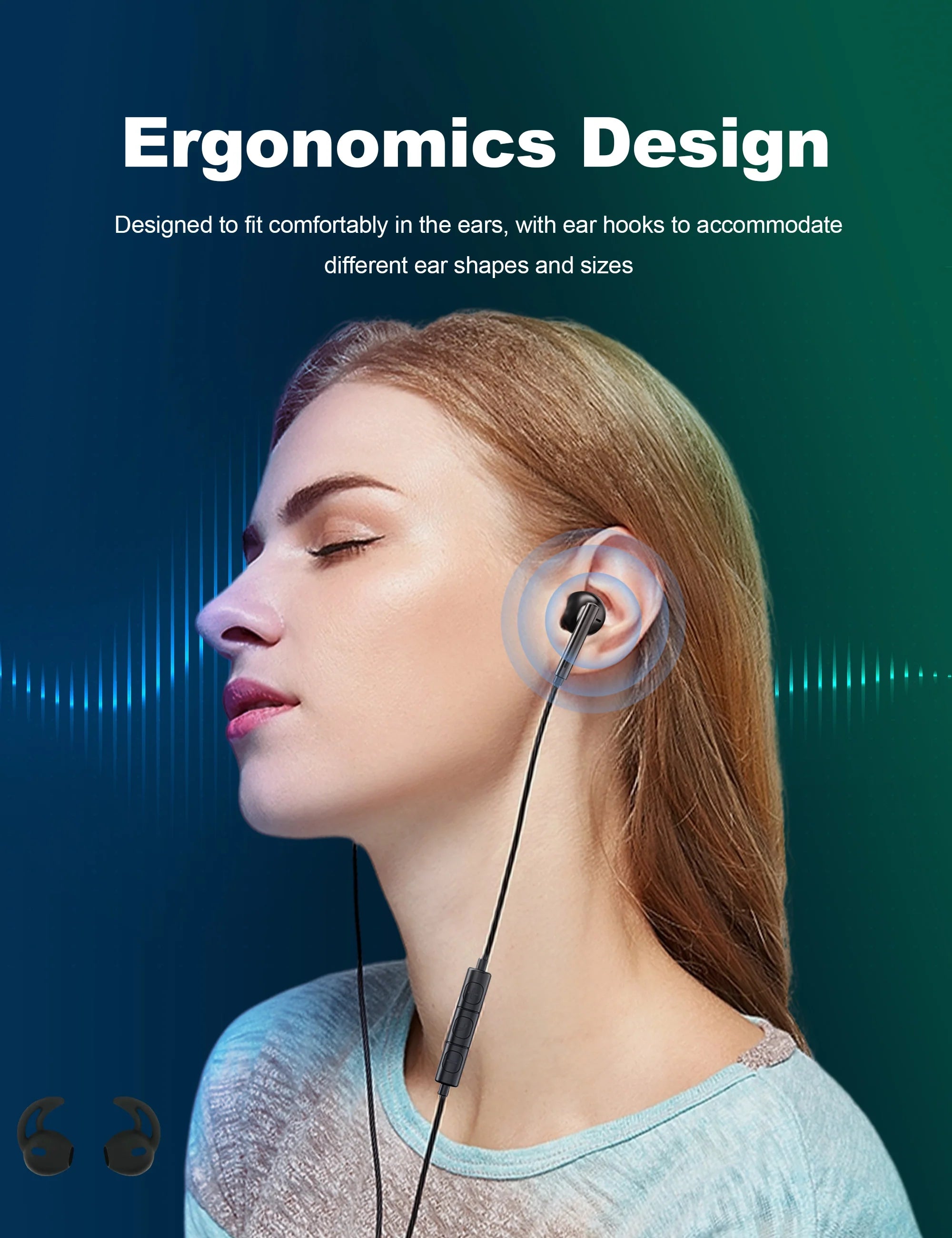 USB-C Wired Stereo Earphones – Deep Bass, In-Line Controls