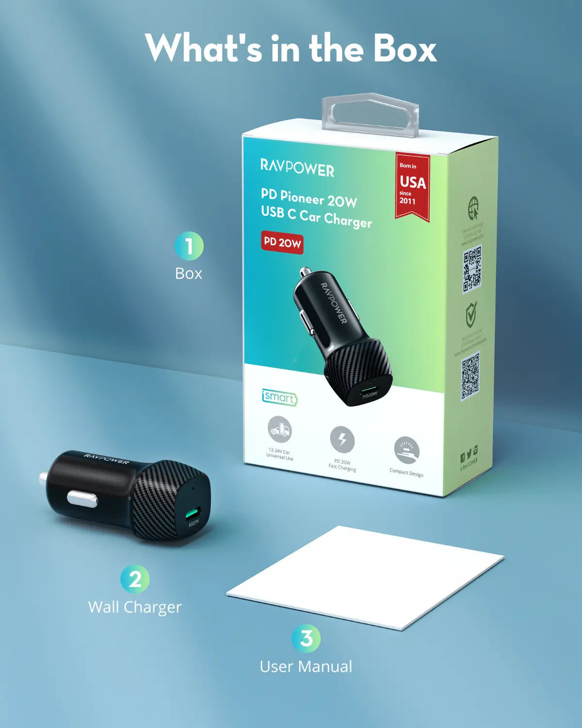 20W USB-C Fast Car Charger – Power Delivery Charging