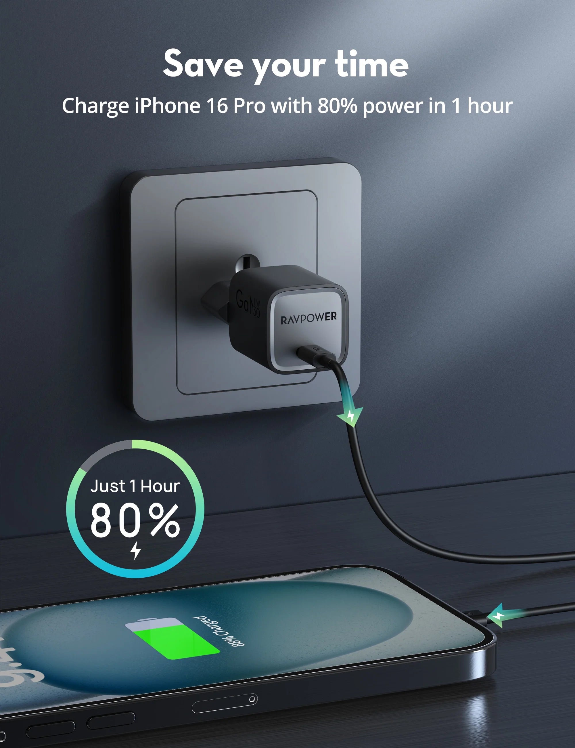 20W USB-C GaN Wall Charger – Power Delivery Fast Charging (EU Plug)