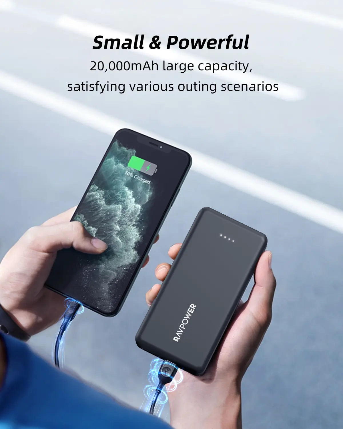 20,000mAh High-Capacity Power Bank – Triple Output, USB-C Two-Way Charging