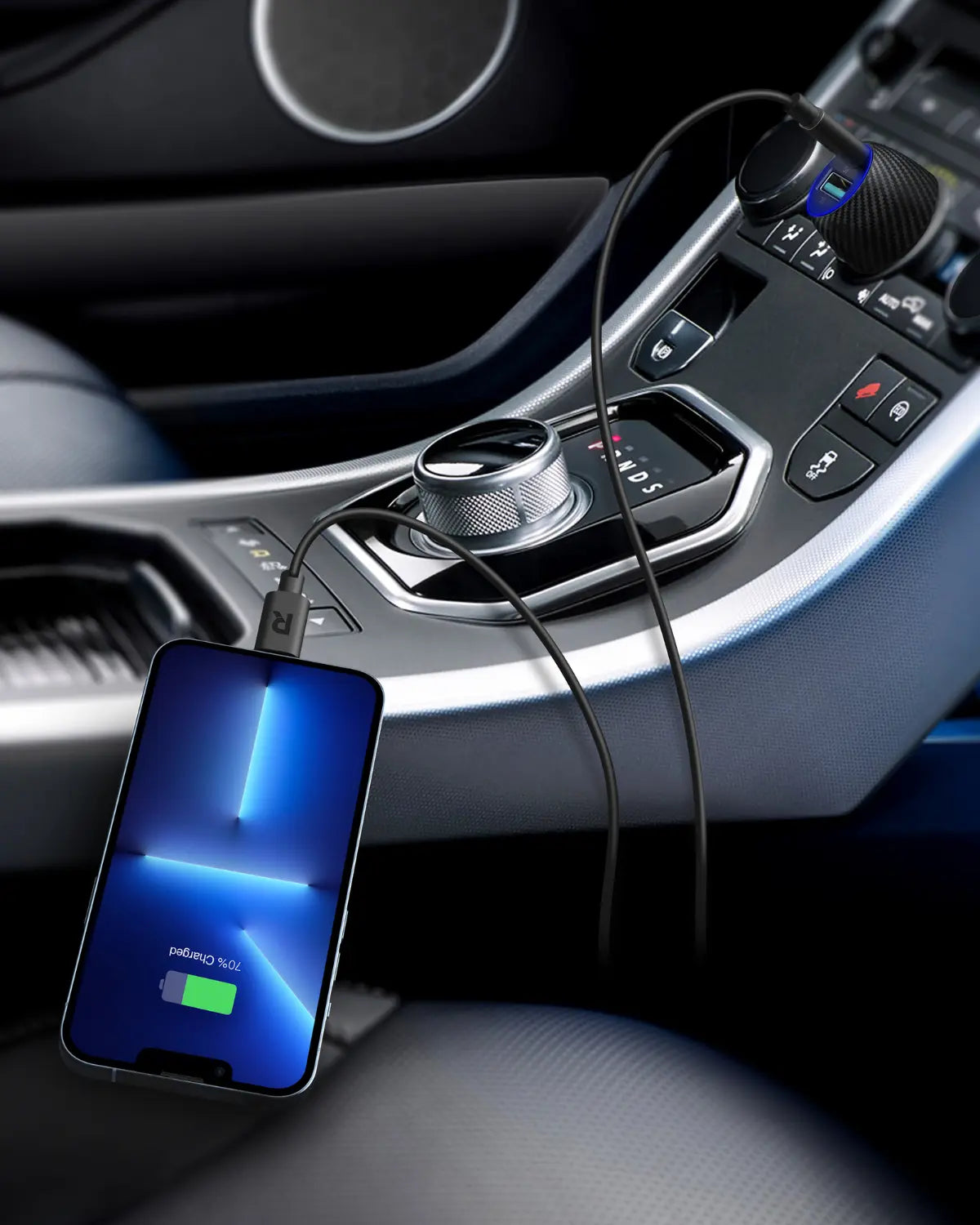 49W Dual-Port Fast Car Charger – USB-C PD & USB-A Quick Charge