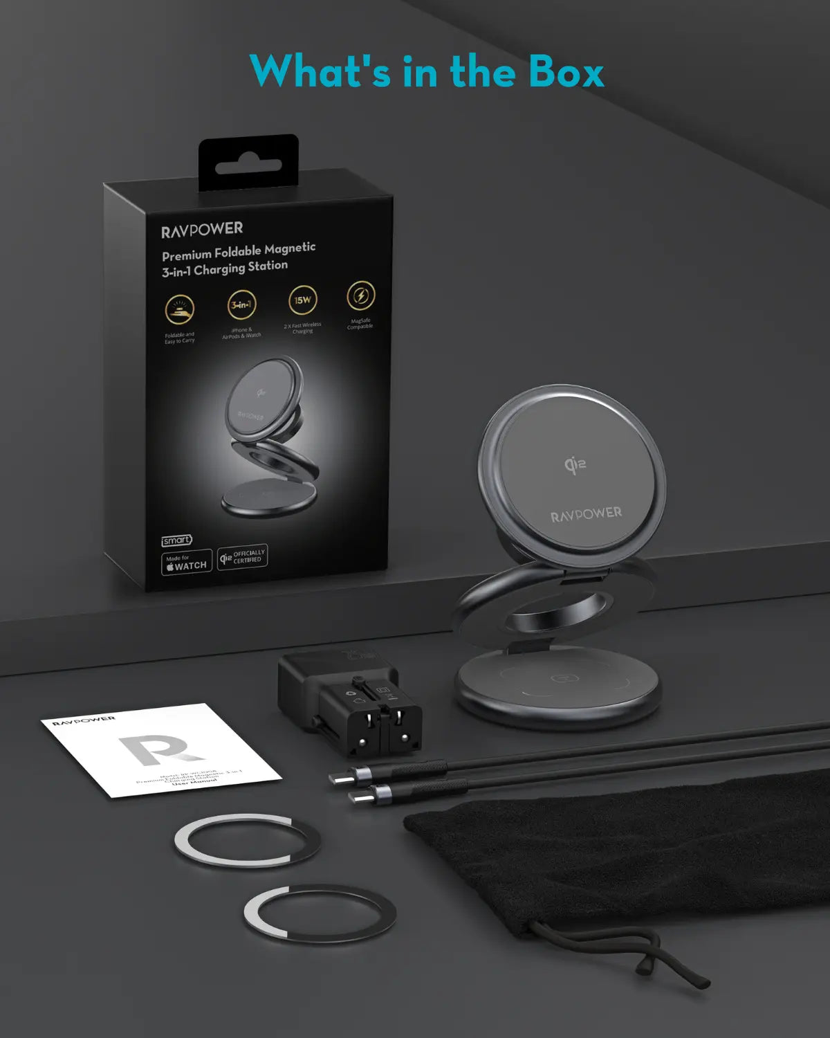 3-in-1 Magnetic Wireless Charging Station – Qi2 & MagSafe Certified