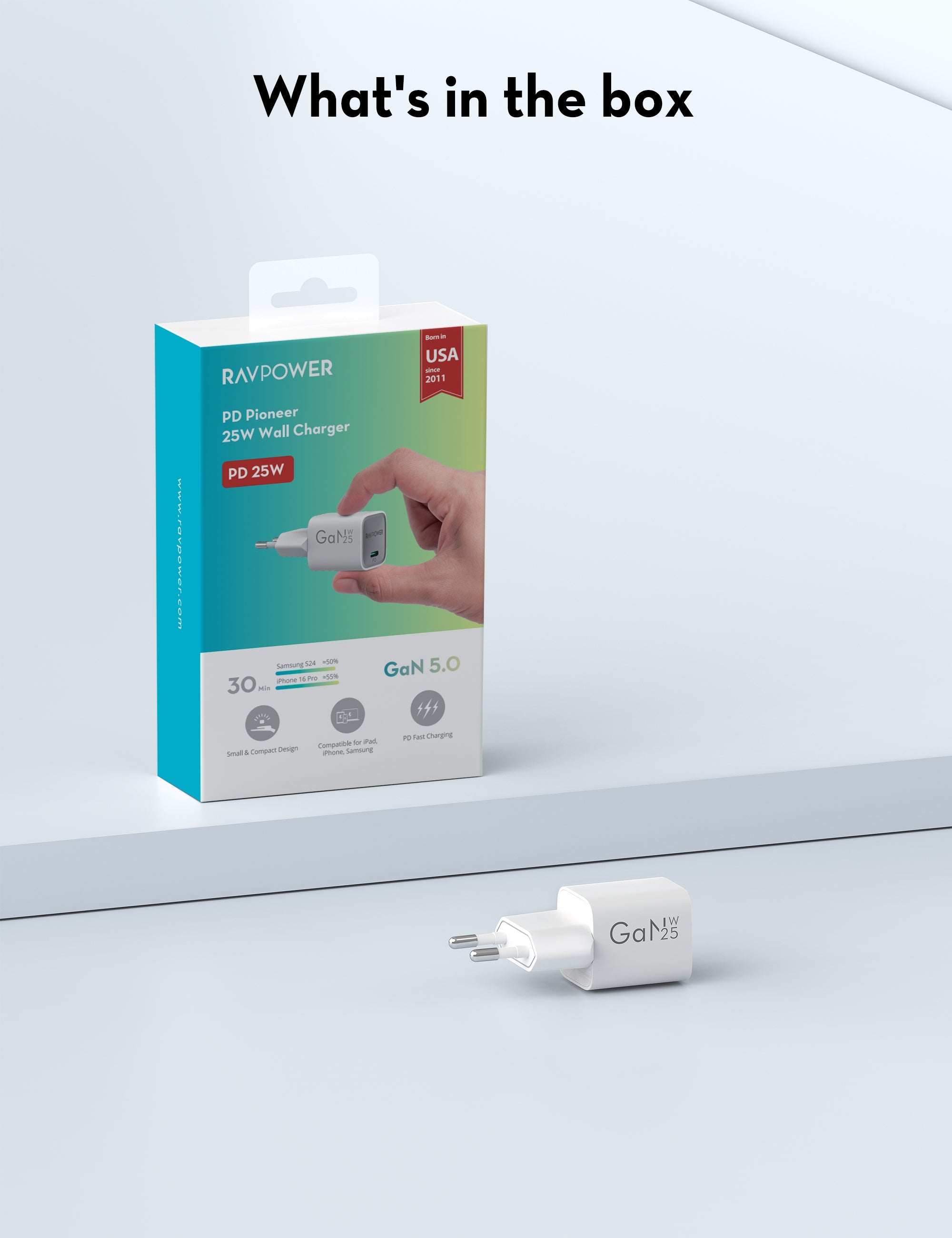 25W USB-C Power Delivery Wall Charger – Compact Fast Charging