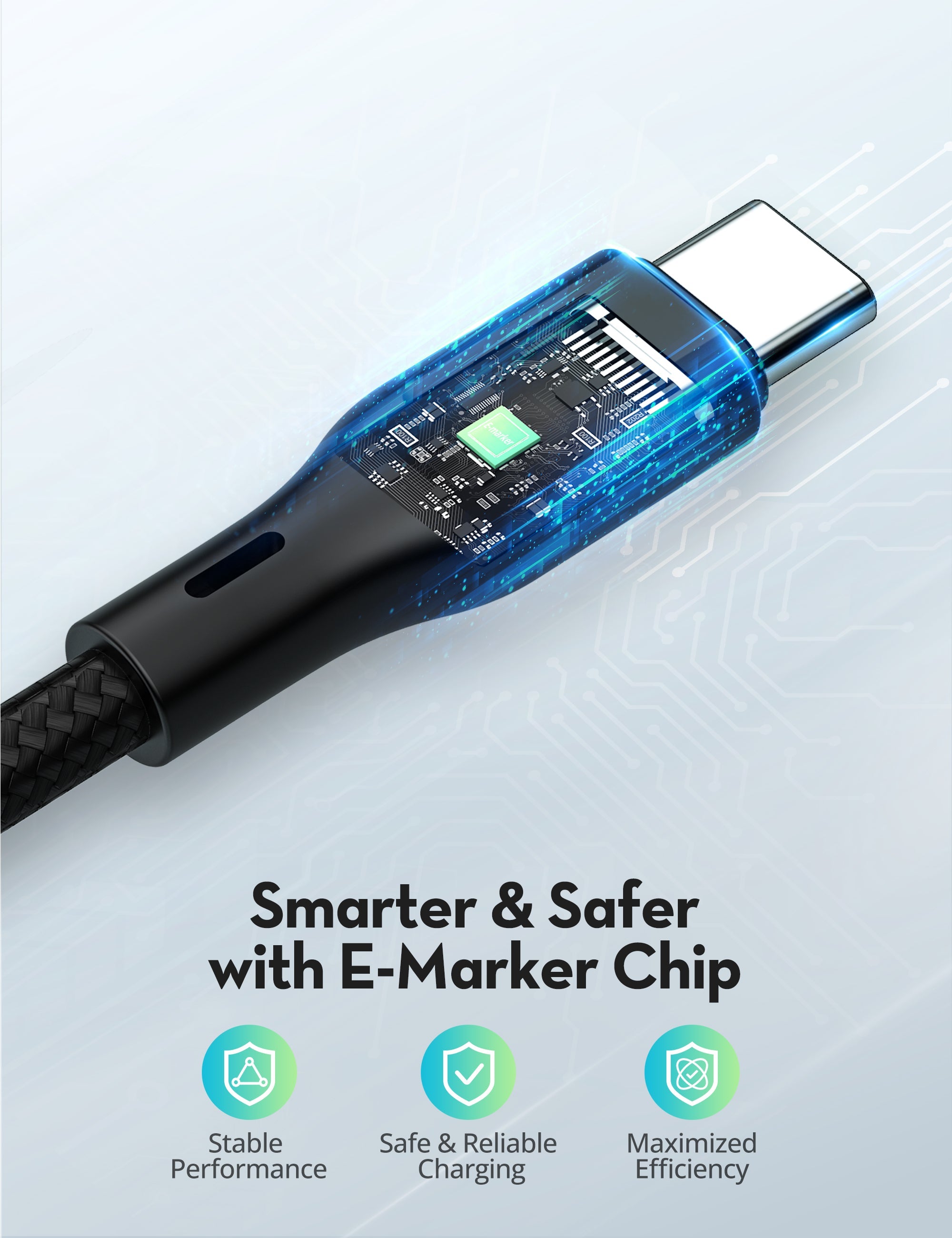 240W USB-C to USB-C Fast Charging Cable – Nylon Braided, 1 Meter