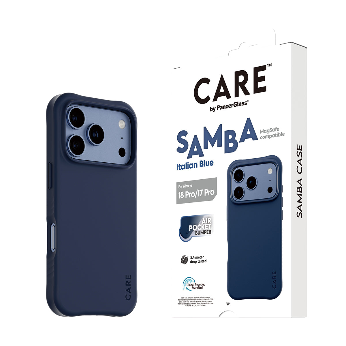 CARE™ by PanzerGlass Samba Italian Blue MagSafe Case for iPhone 18 Pro & 17 Pro